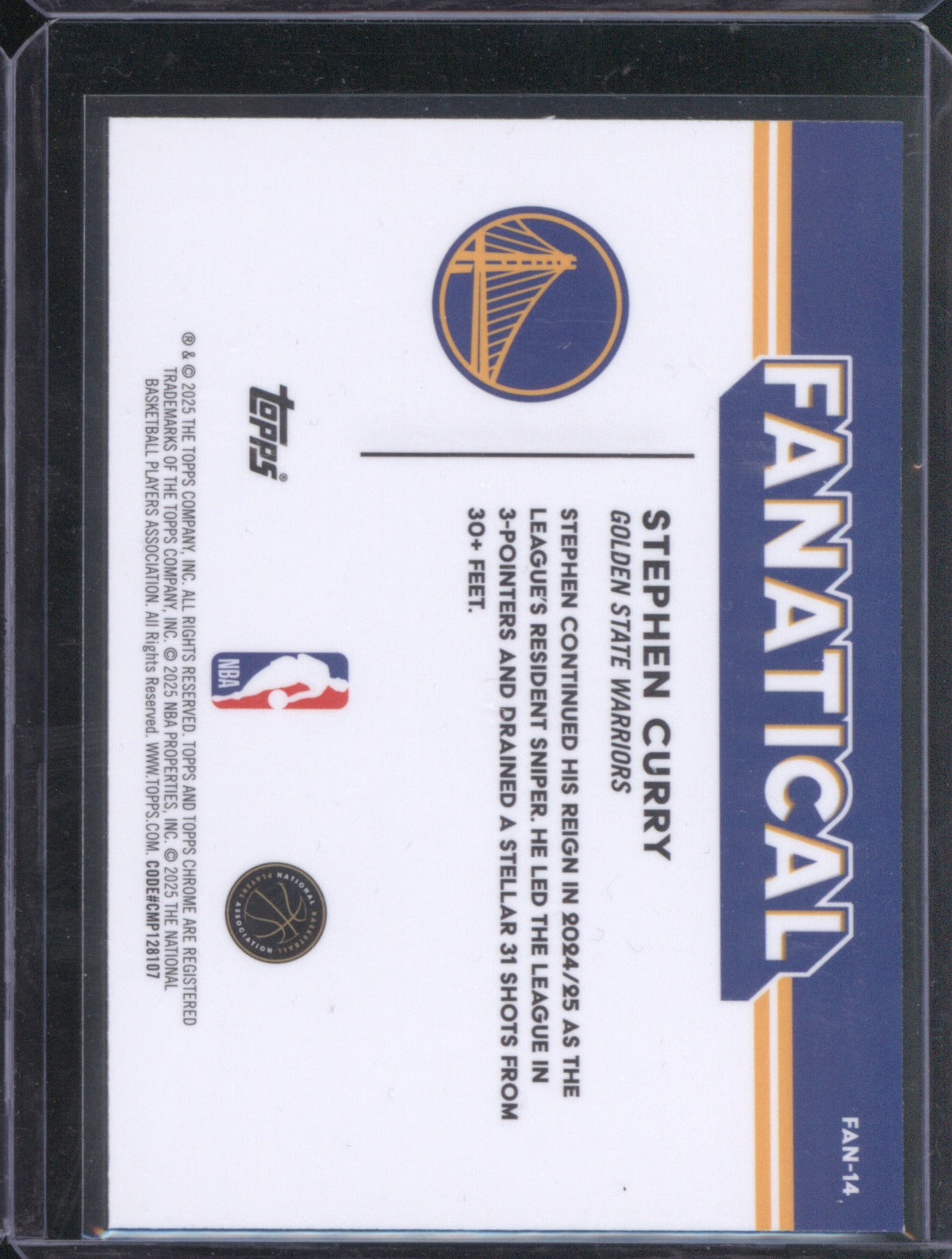2025-26 Topps Chrome FAN-14 Stephen Curry Fanatical