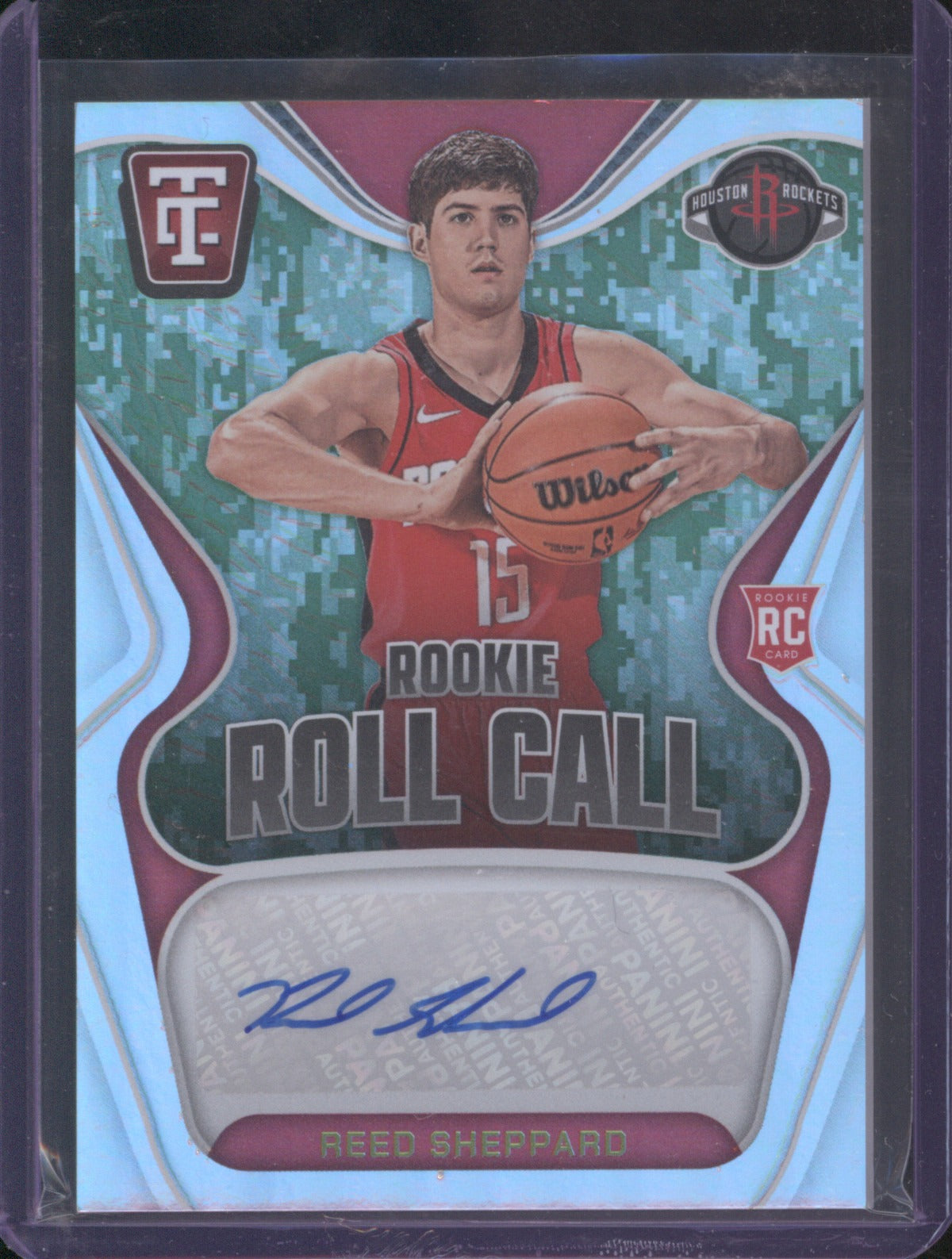 2024 Panini Totally Certified Reed Sheppard Green Camo Roll Call RC Auto 19/25
