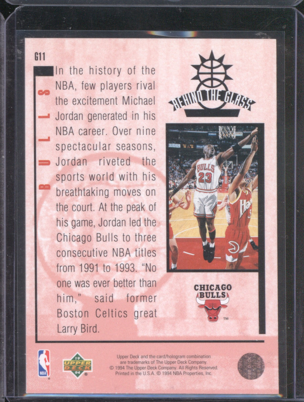 Michael Jordan 1993 Upper Deck Special Edition #G11 Behind the Glass