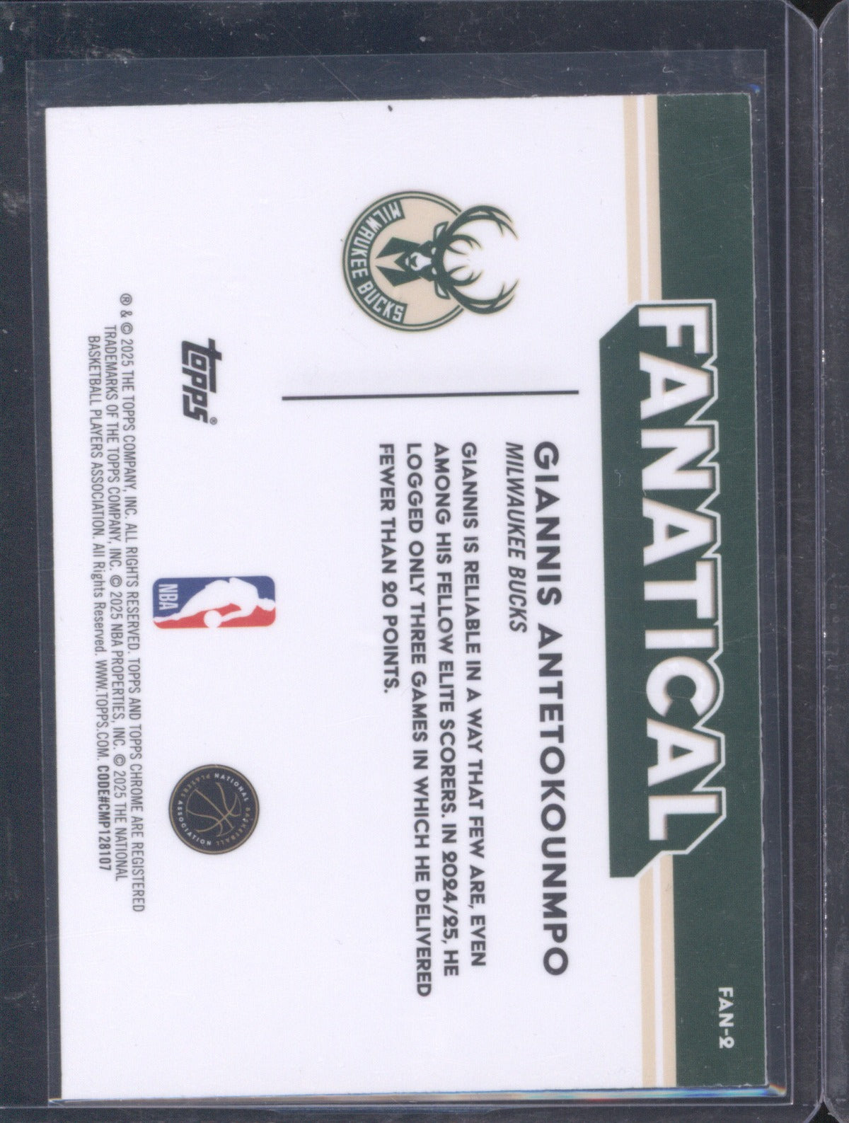 2025 Topps Chrome Giannis Antetokounmpo #FAN-2 Fanatical