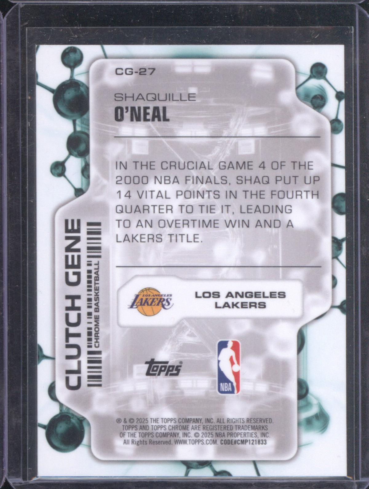 2025 Topps Chrome Shaquille O'Neal Clutch Gene Aqua 98/199