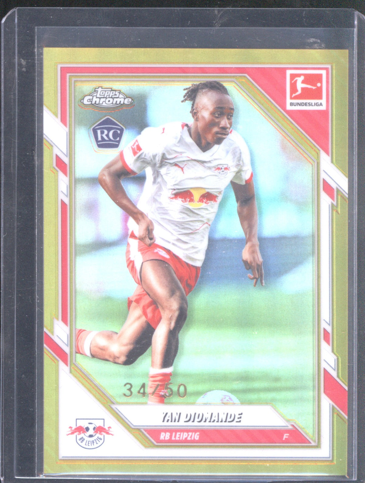 2025-26 Topps Chrome Bundesliga Yan Diomande RC True Gold 34/50 RB Leipzig