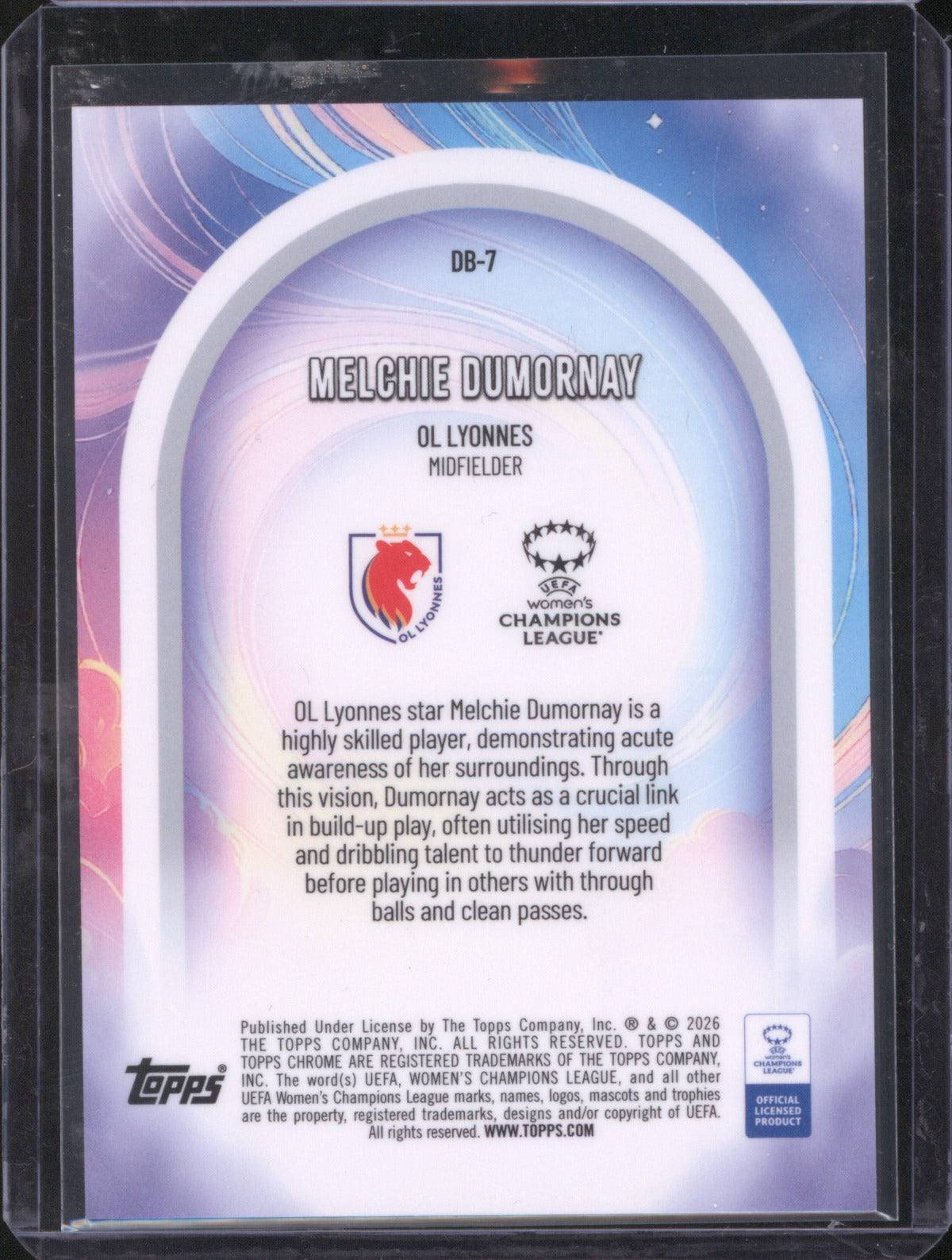 Melchie Dumornay 2025 Topps Chrome UEFA Women’s CL Dreamballer Gold 41/50