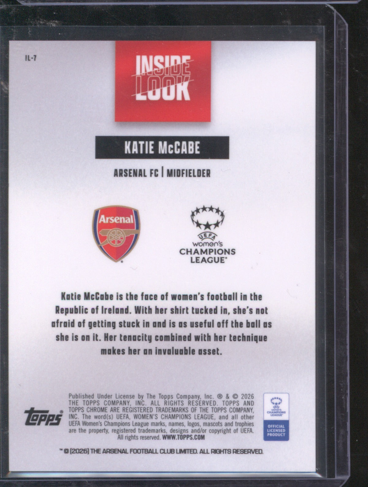 Katie McCabe 2025 Topps Chrome UEFA Women’s CL Inside Look Green Refractor 63/99
