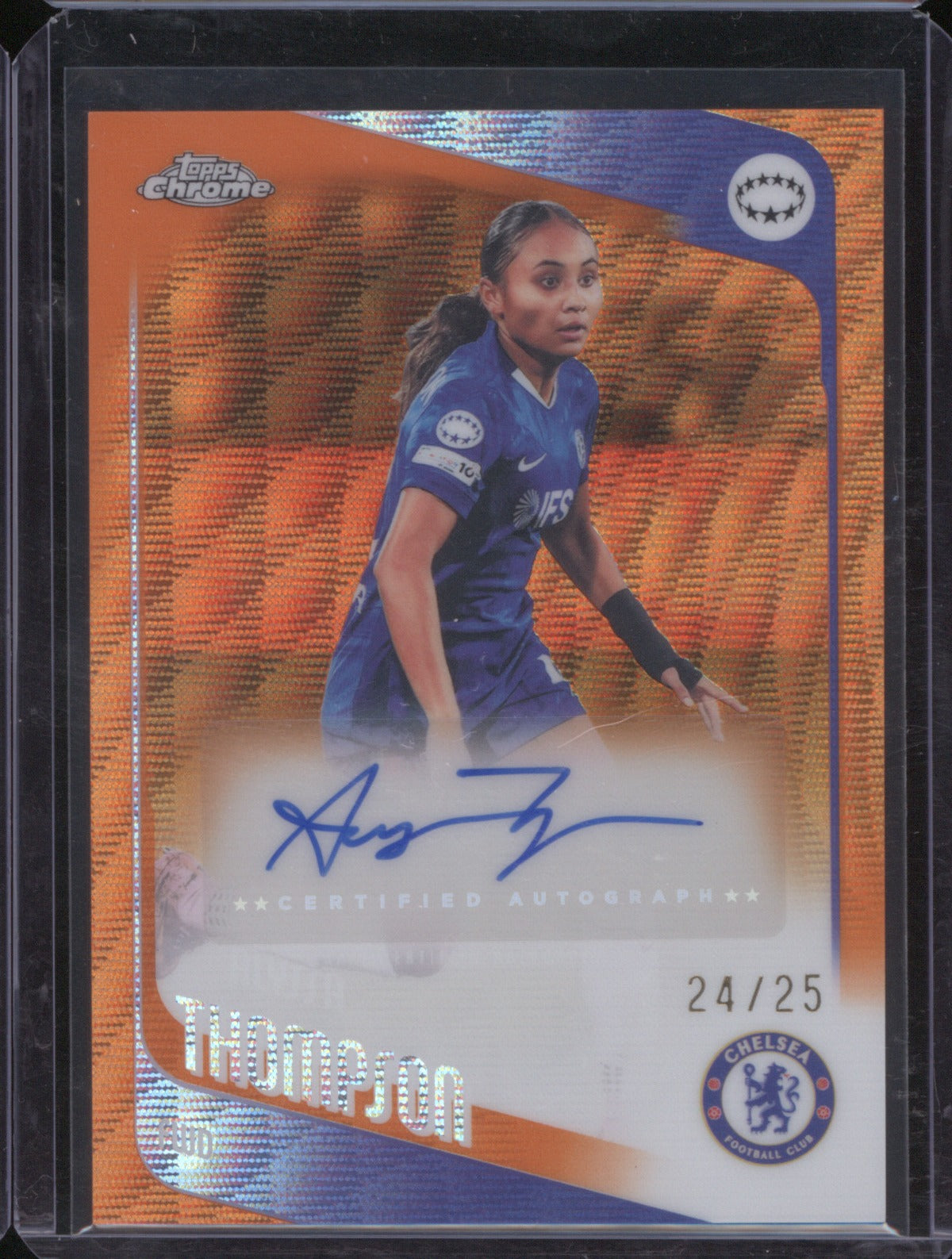 Alyssa Thompson 2025 Topps Chrome UEFA Women’s CL 24/25 Orange Wave Auto