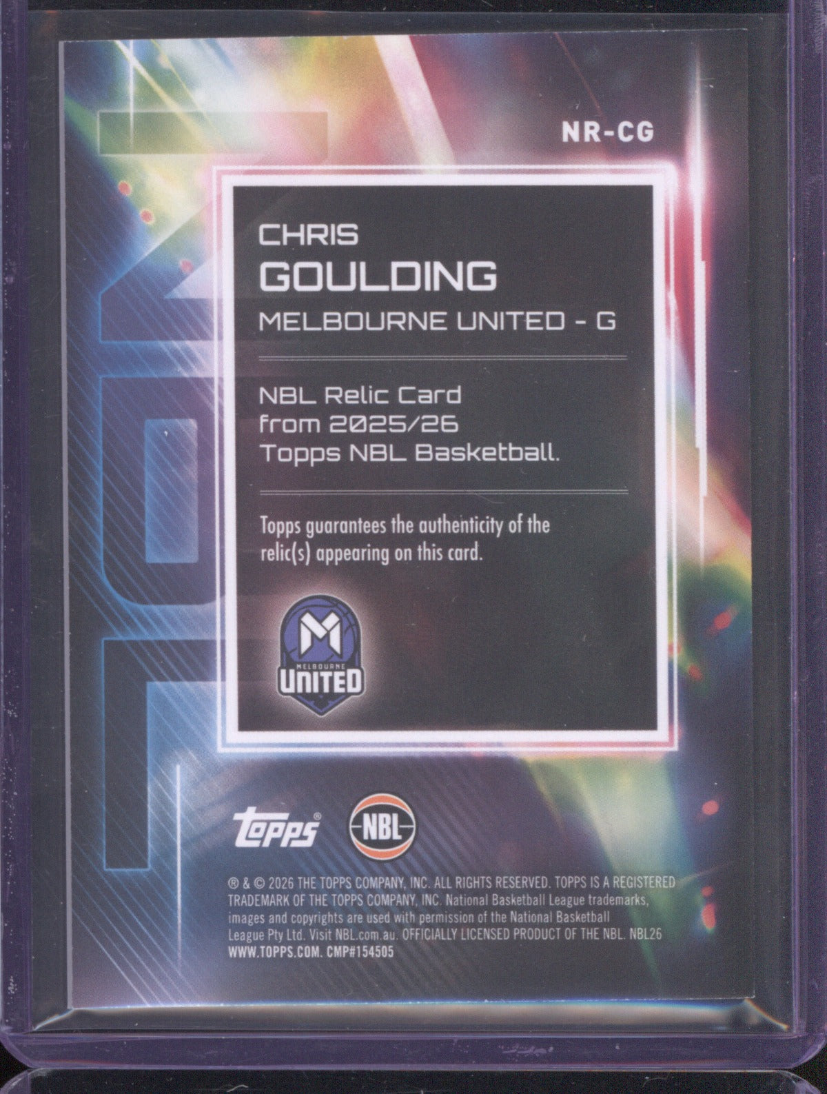 Chris Goulding 2025-26 Topps Basketball Relics NR-CG Melbourne United