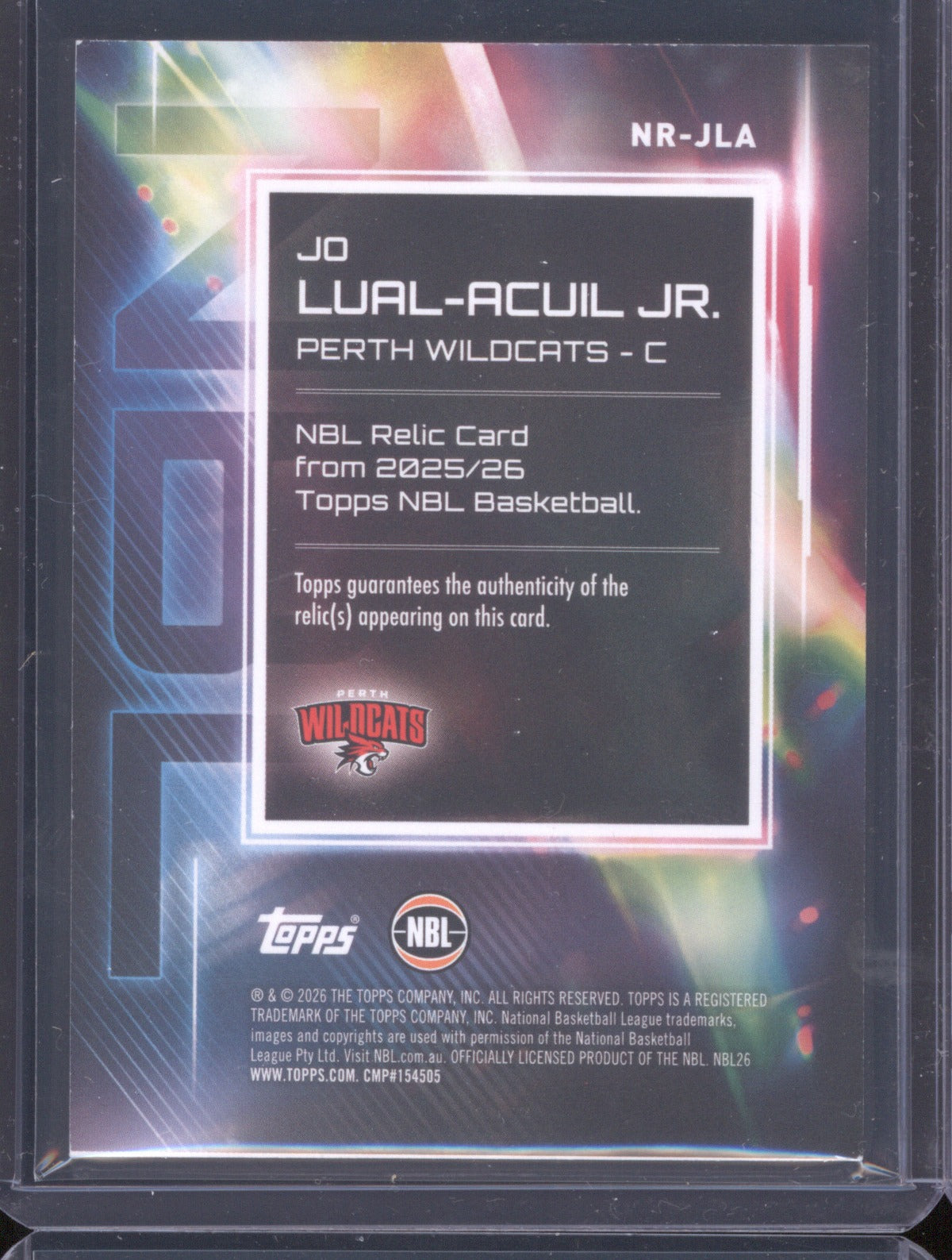 Jo Lual-Acuil Jr. 2025-26 Topps Basketball Relics NR-JLA Perth Wildcats