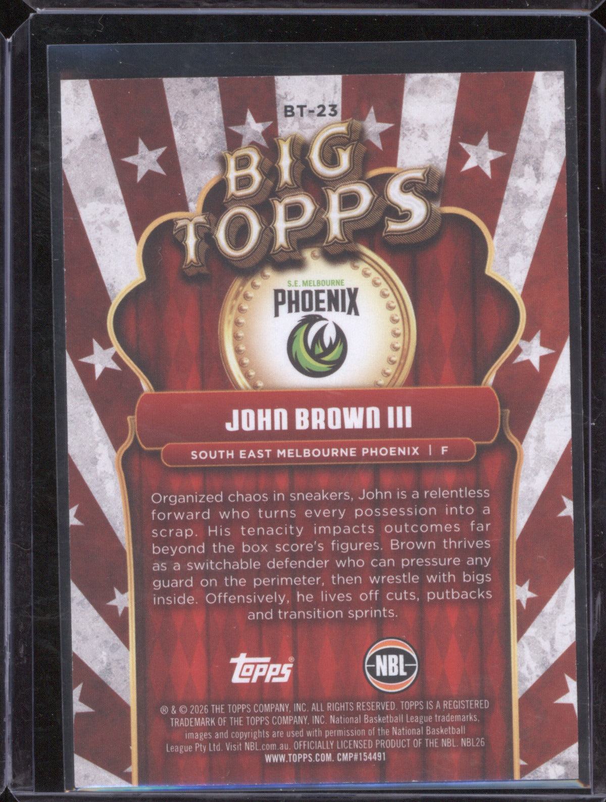 John Brown III 2025-26 Topps NBL Basketball Big Orange BT-23 S.E Melb /25