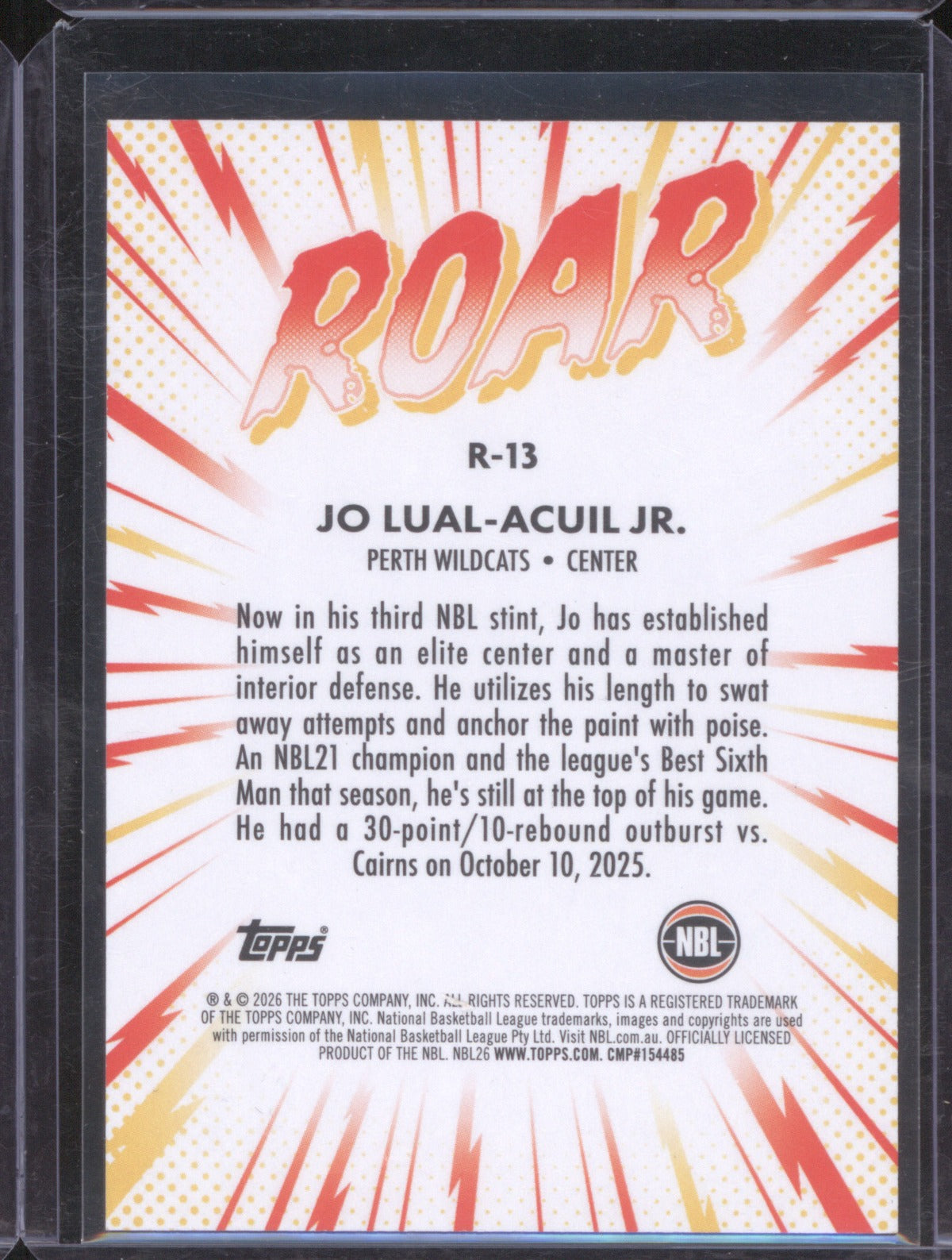 Jo Lual-Acuil Jr. 2025-26 Topps NBL Basketball Roar Orange R-13 Perth /25