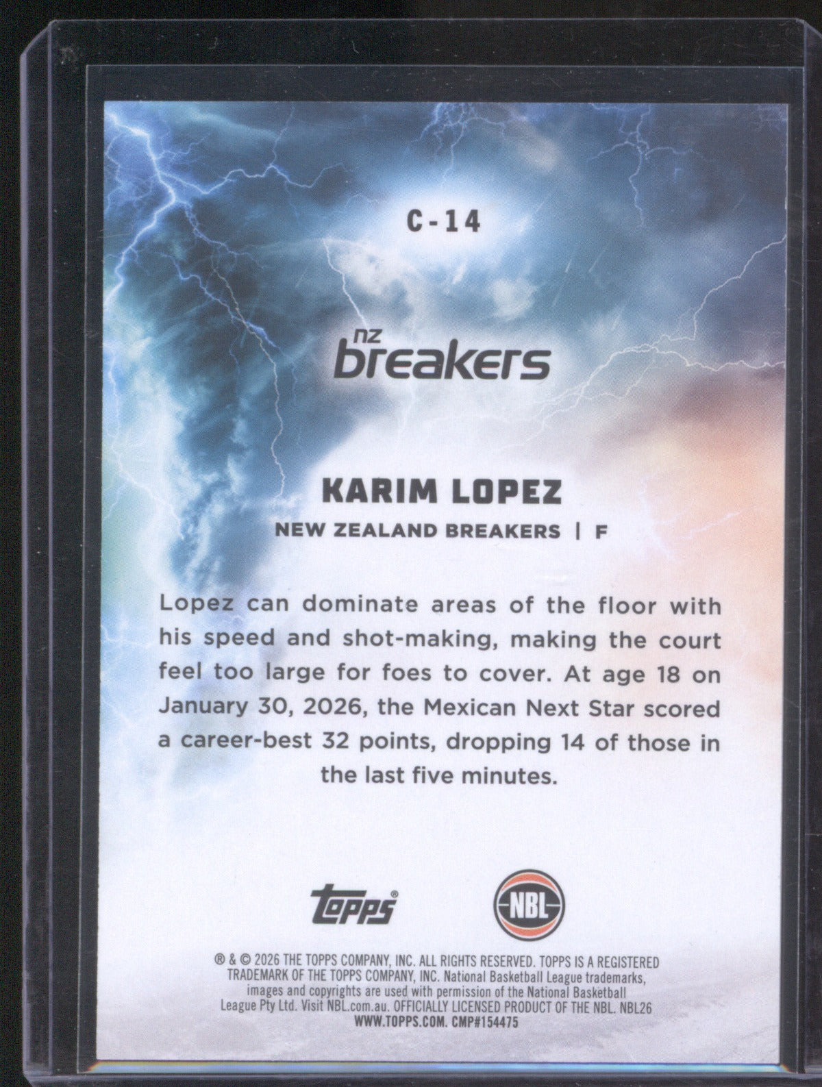 Karim Lopez 2025-26 Topps NBL Basketball C-14 Cyclones NZ Breakers /50