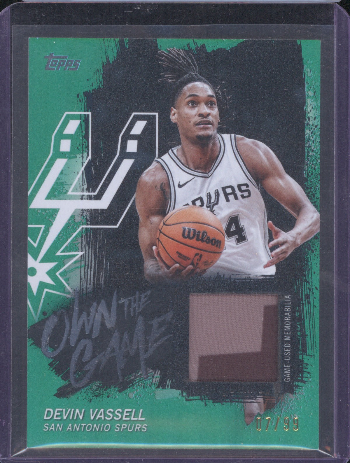 2025-26 Topps Basketball Devin Vassell OTGA-DV Own the Game Green /99