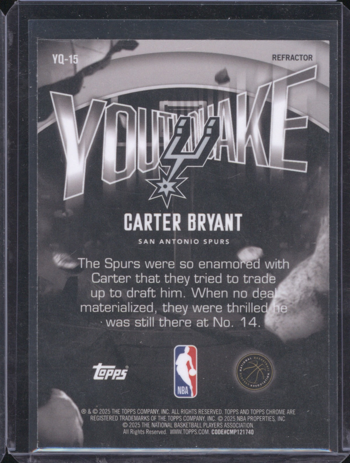 2025-26 Topps Chrome Carter Bryant YQ-15 Youthquake Refractor RC
