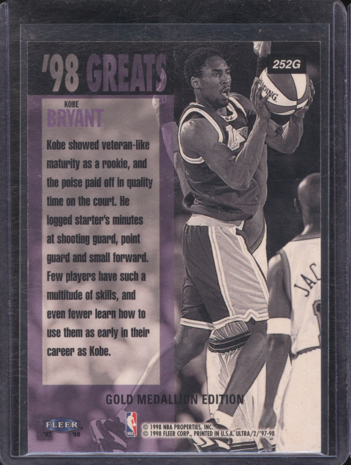 Kobe Bryant 1997 Fleer Ultra 252 '98 Greats