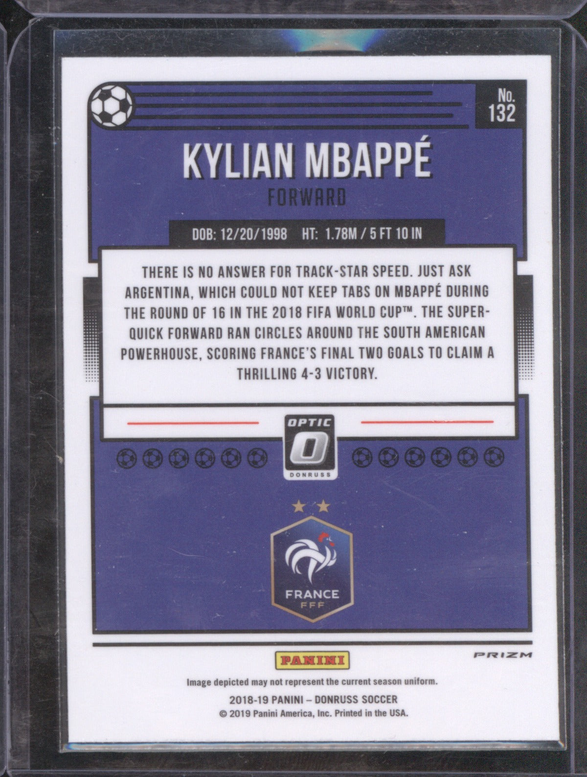 Kylian Mbappé 2018 Panini Donruss Optic 132 Holo Prizm