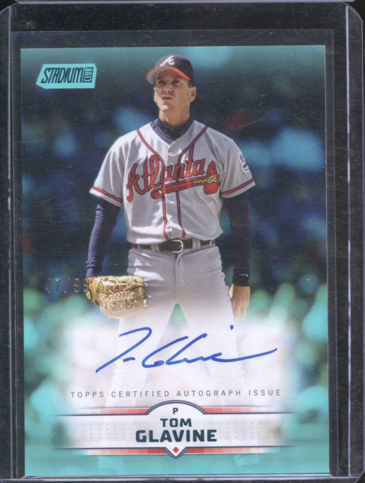 2025 Topps Stadium Club Autographs Tom Glavine SCBA-TGE Turquoise /99
