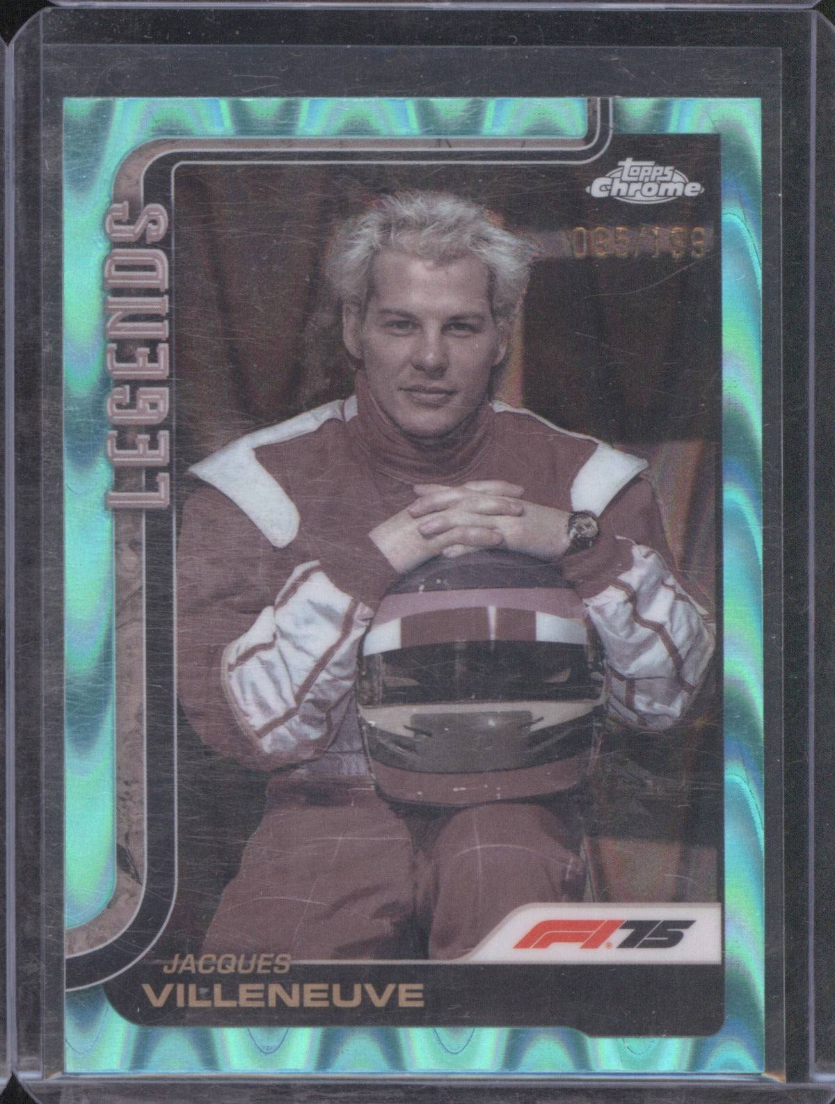 2025 Topps Chrome Formula 1 Legends Jacques Villeneuve Aqua Wave /199