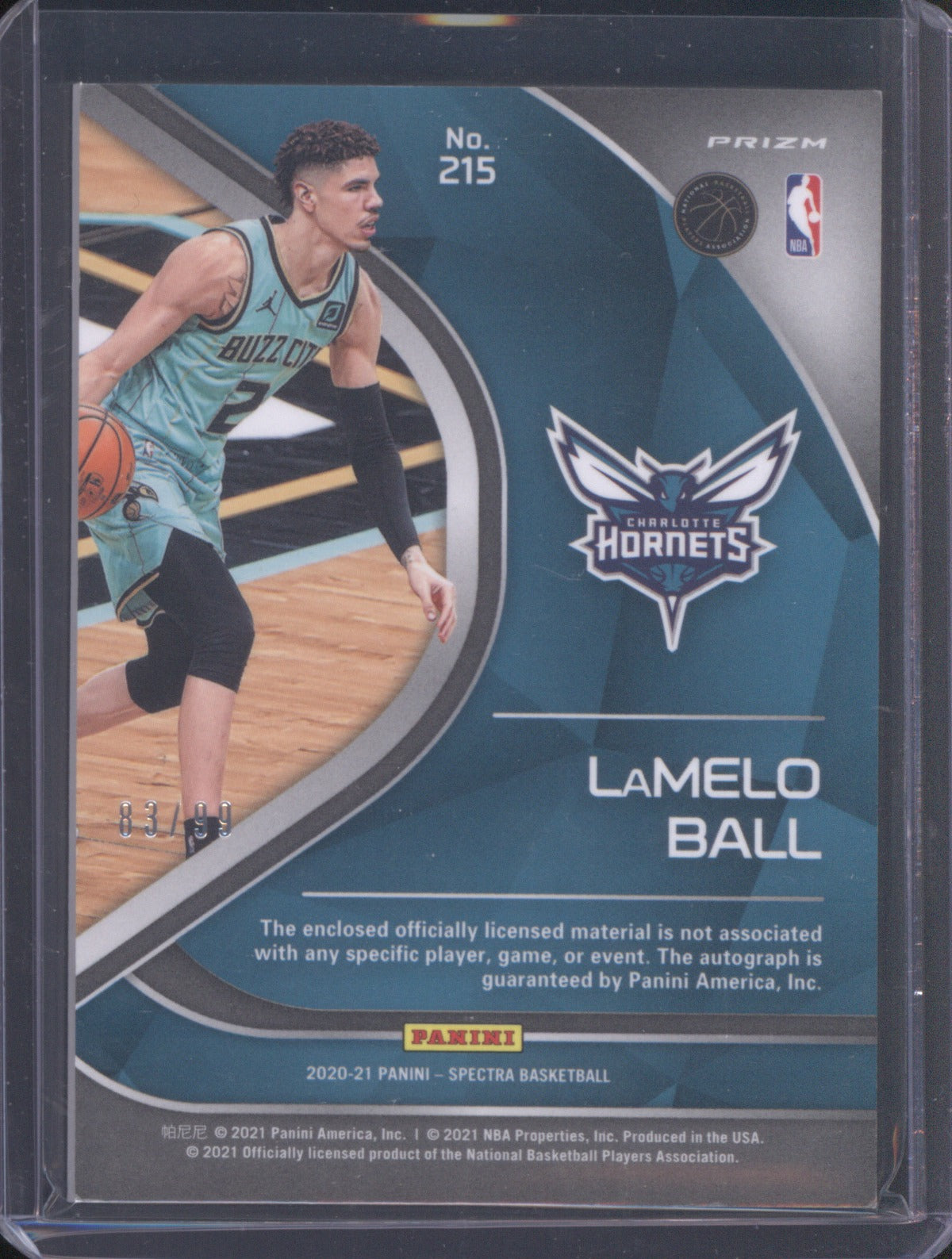 LaMelo Ball 2020 Panini Spectra #215 Rookie Patch Autograph RC /99