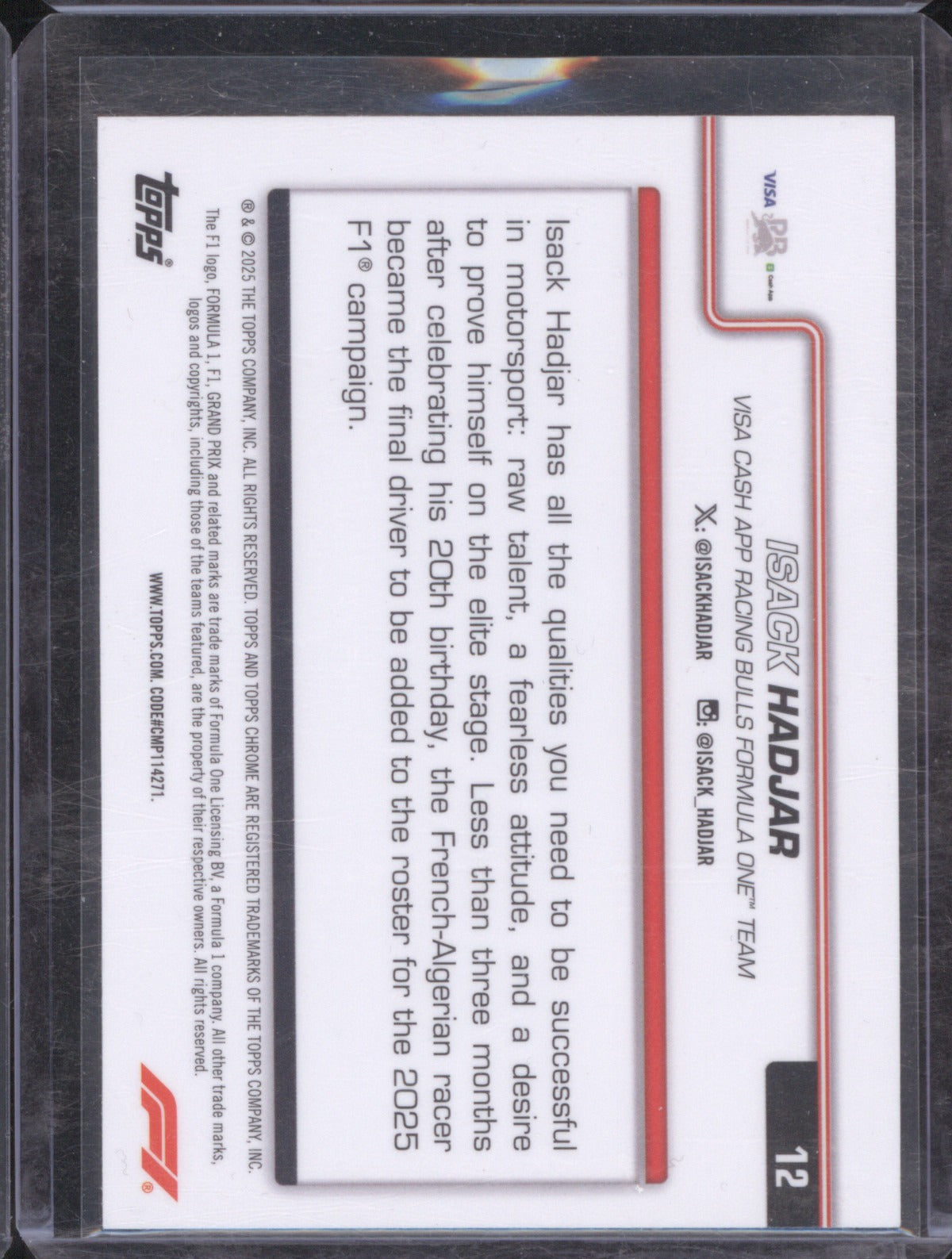 2025 Topps Chrome Formula 1 Isack Hadjar 12 Green /299