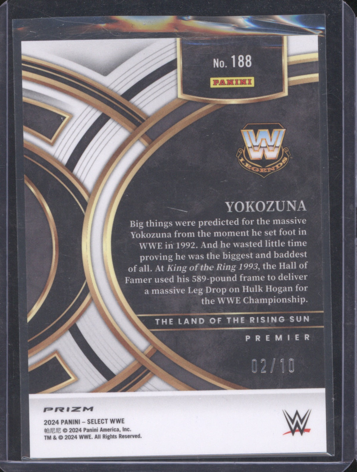 Yokozuna 2024 Panini Select WWE 188 Premier Level Gold Ice /10