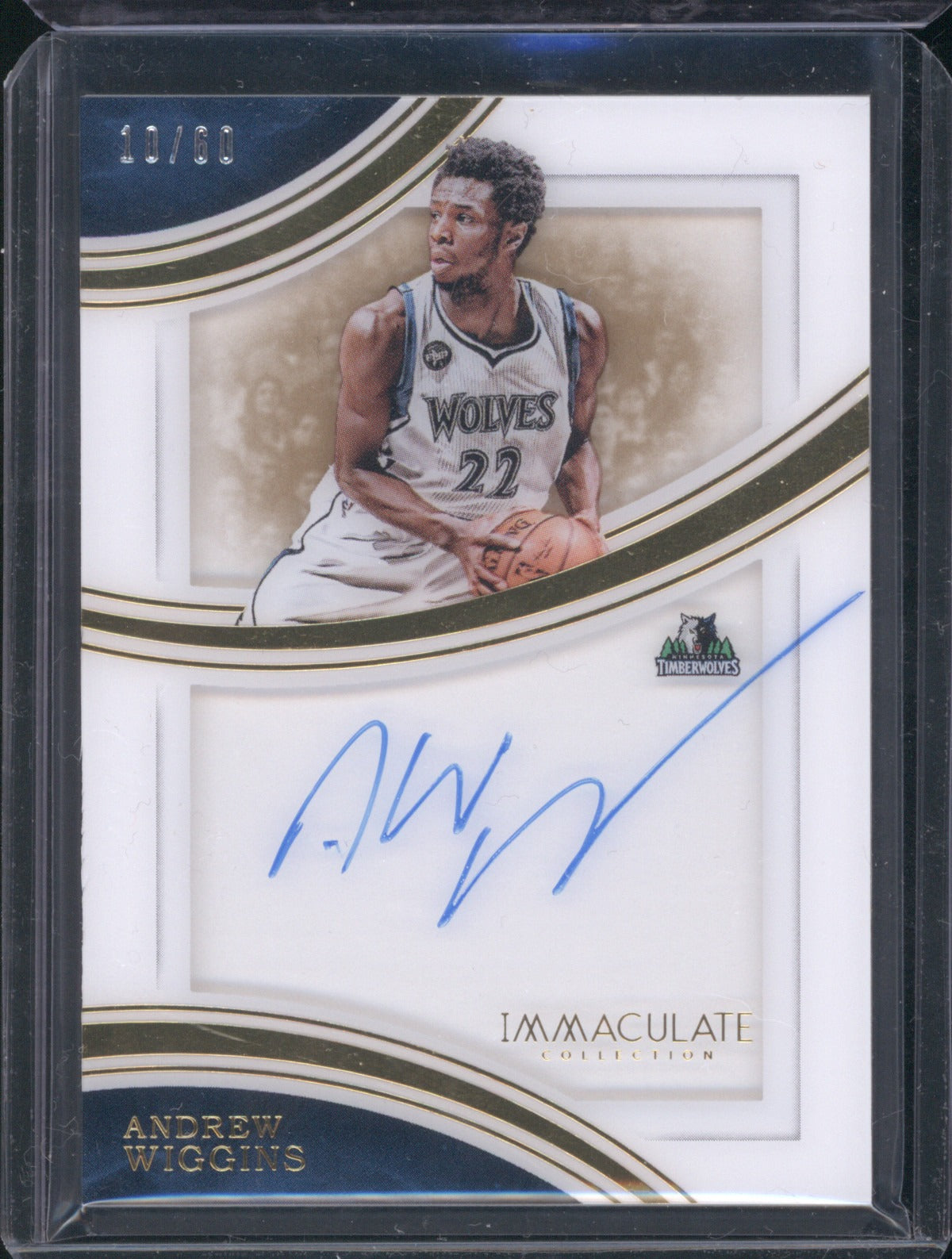 2015-16 Panini Immaculate SS-AW Andrew Wiggins Shadowbox Signatures Auto 10/60