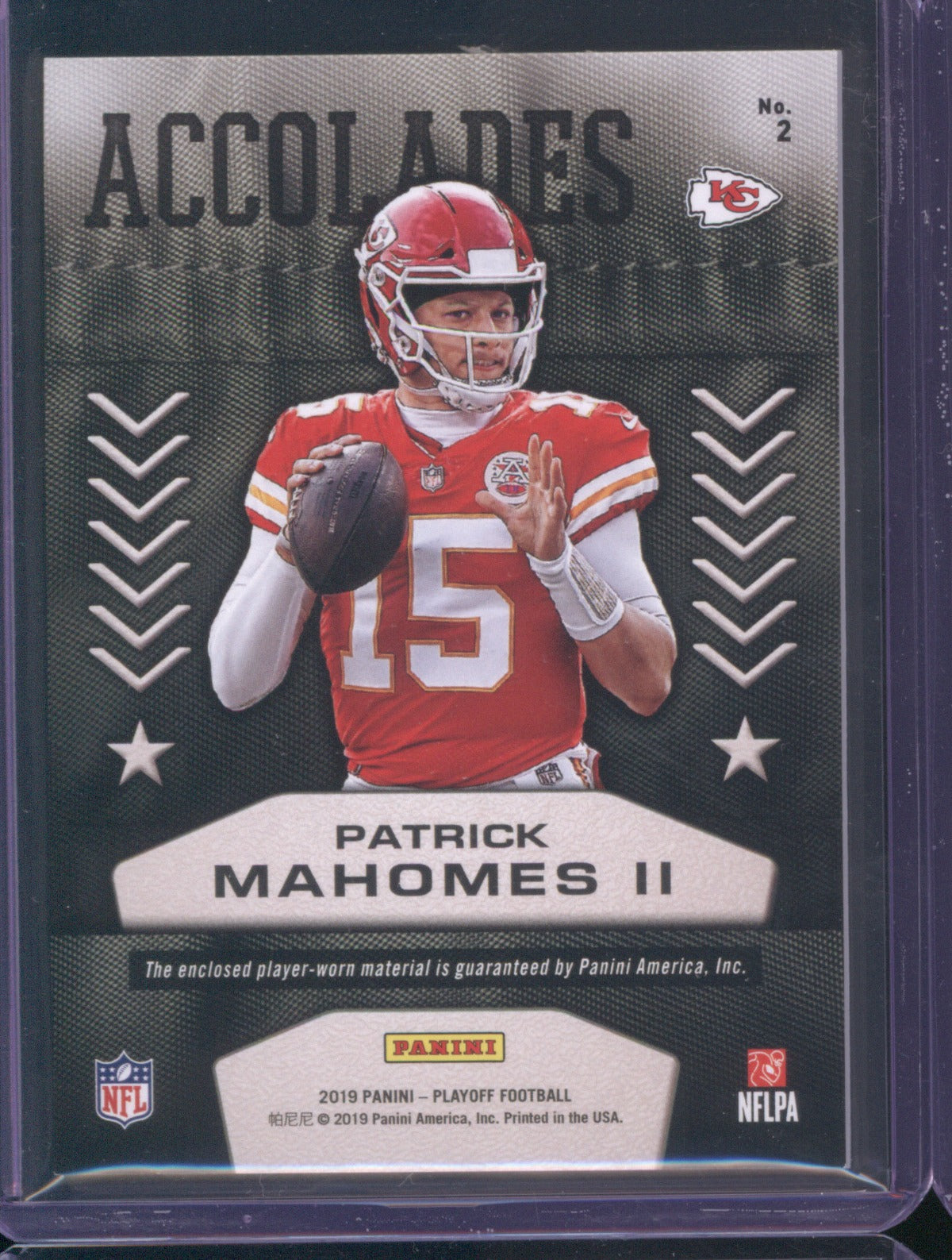 Patrick Mahomes II 2019 Panini Playoff 2 Accolades Jersey