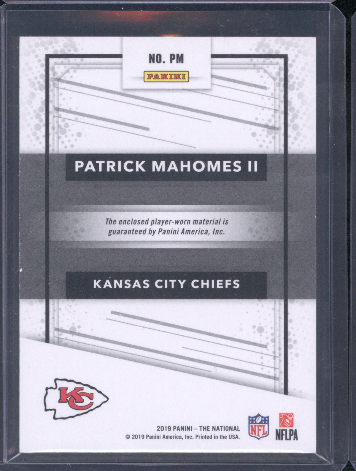 Patrick Mahomes II 2019 Panini The National Patch Three Colour