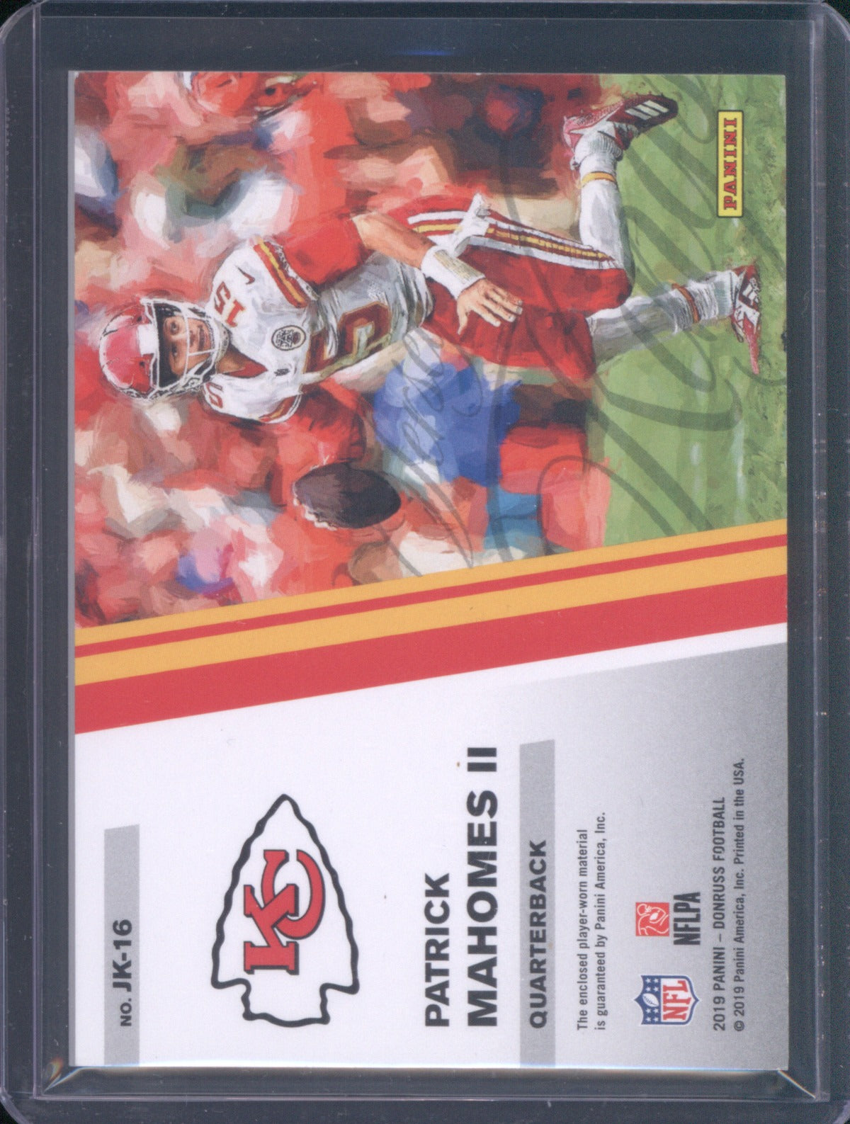 Patrick Mahomes II 2019 Donruss JK-16 Jersey Kings 172/299 Relic