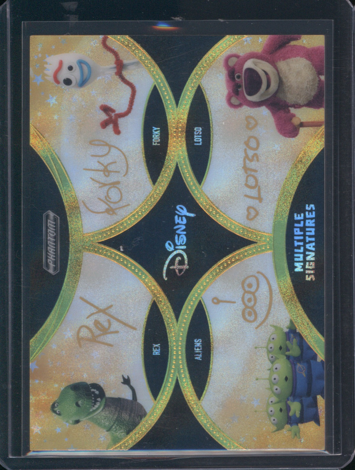 Rex Forky Lotso Aliens 2025 Kakawow Phantom Disney Quad Auto Signature Gold 4/10