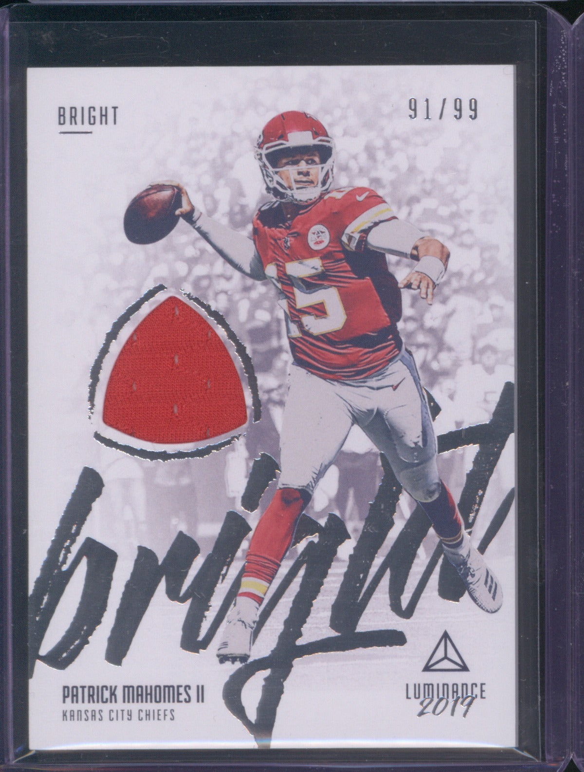 Patrick Mahomes II 2019 Panini Luminance BB-9 Bright Beginnings Jersey