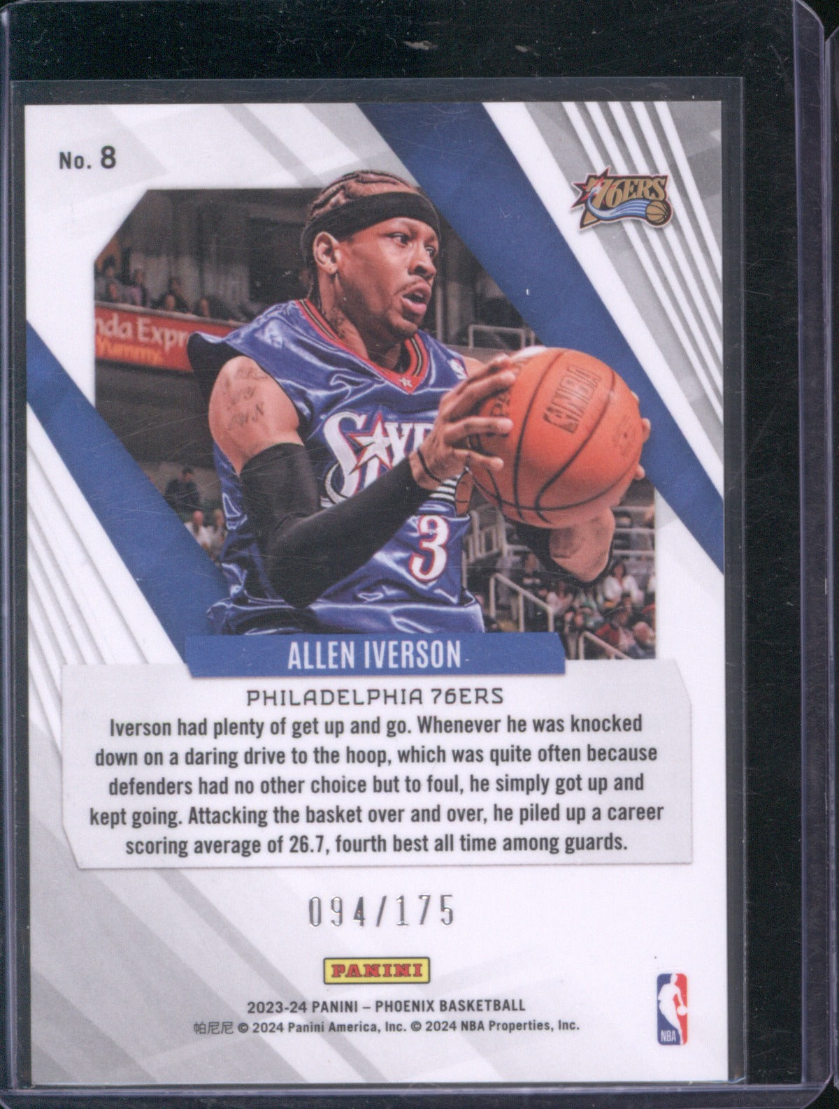 Allen Iverson 2023-24 Panini Phoenix 8 Pink