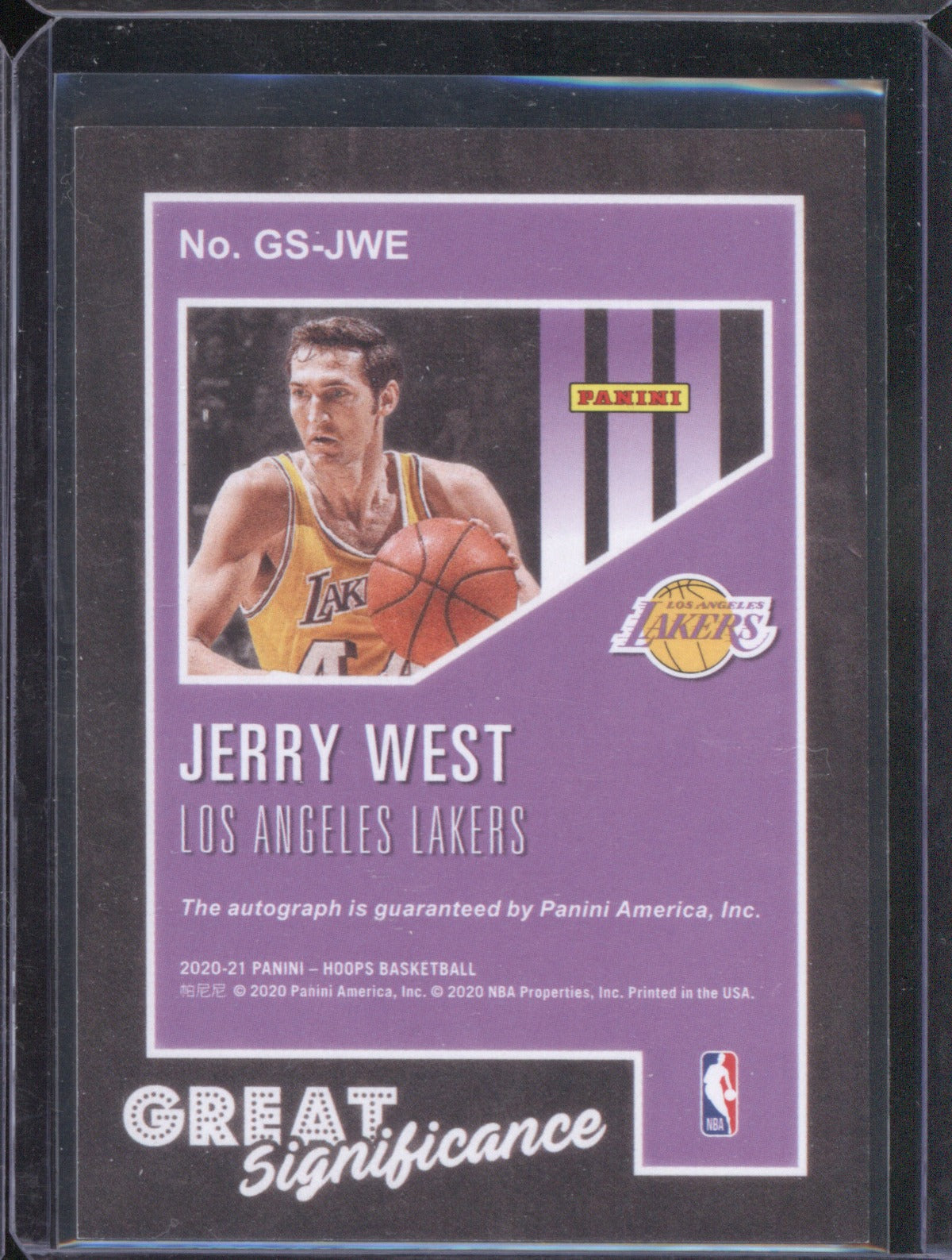 Jerry West 2020-21 Panini Hoops GS-JWE Great Significance Auto