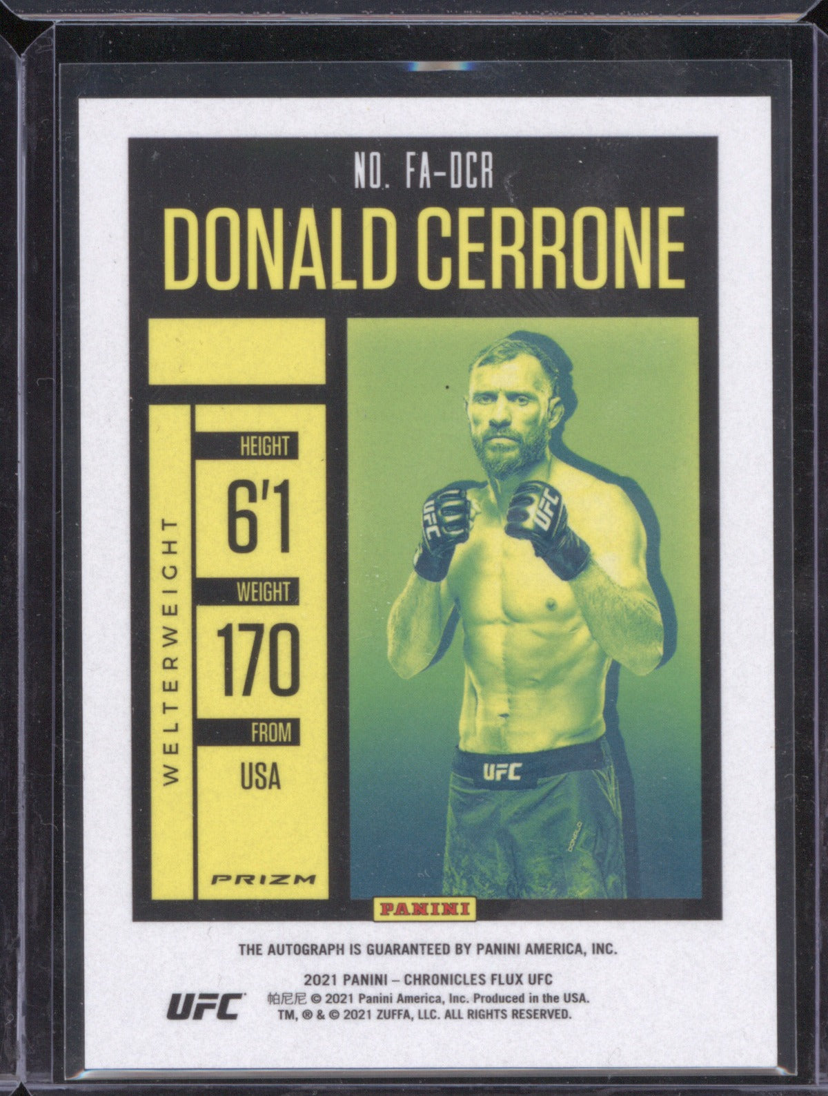 Donald Cerrone 2021 Panini Chronicles UFC FA-DCR Flux Auto Red