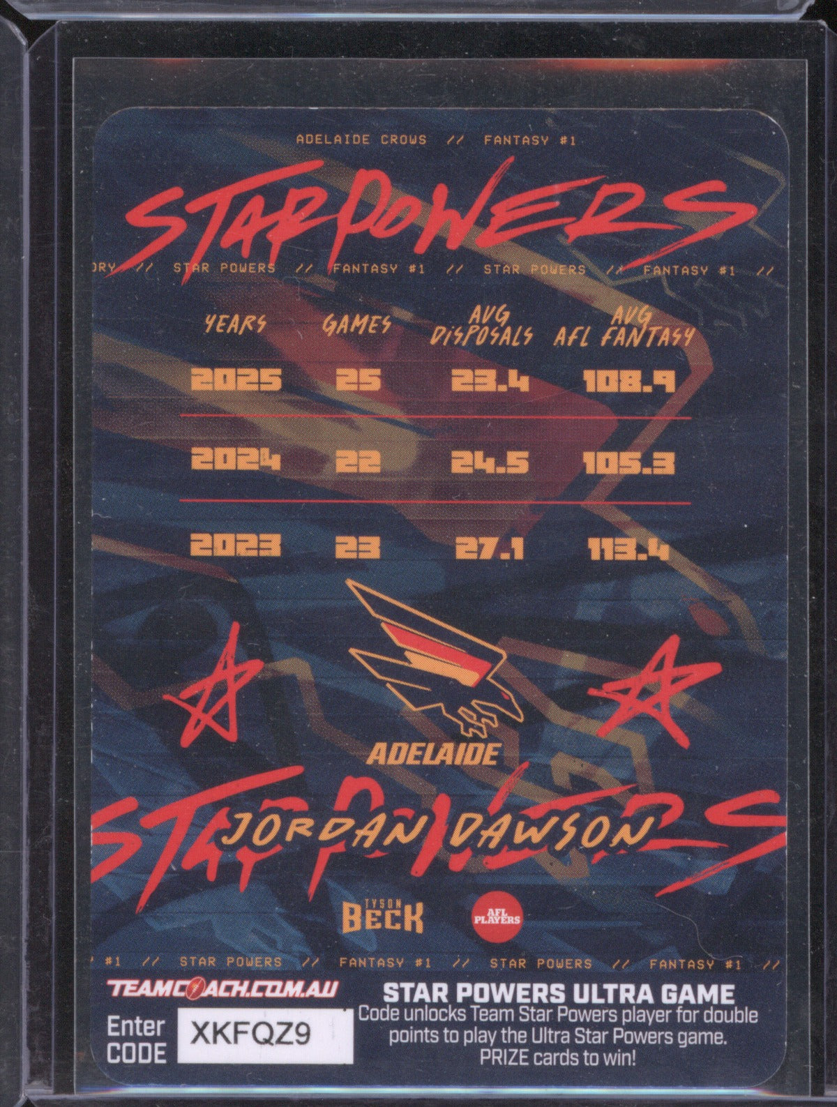 Jordan Dawson 2026 AFL TeamCoach SP-01 Star Powers Fantasy 1