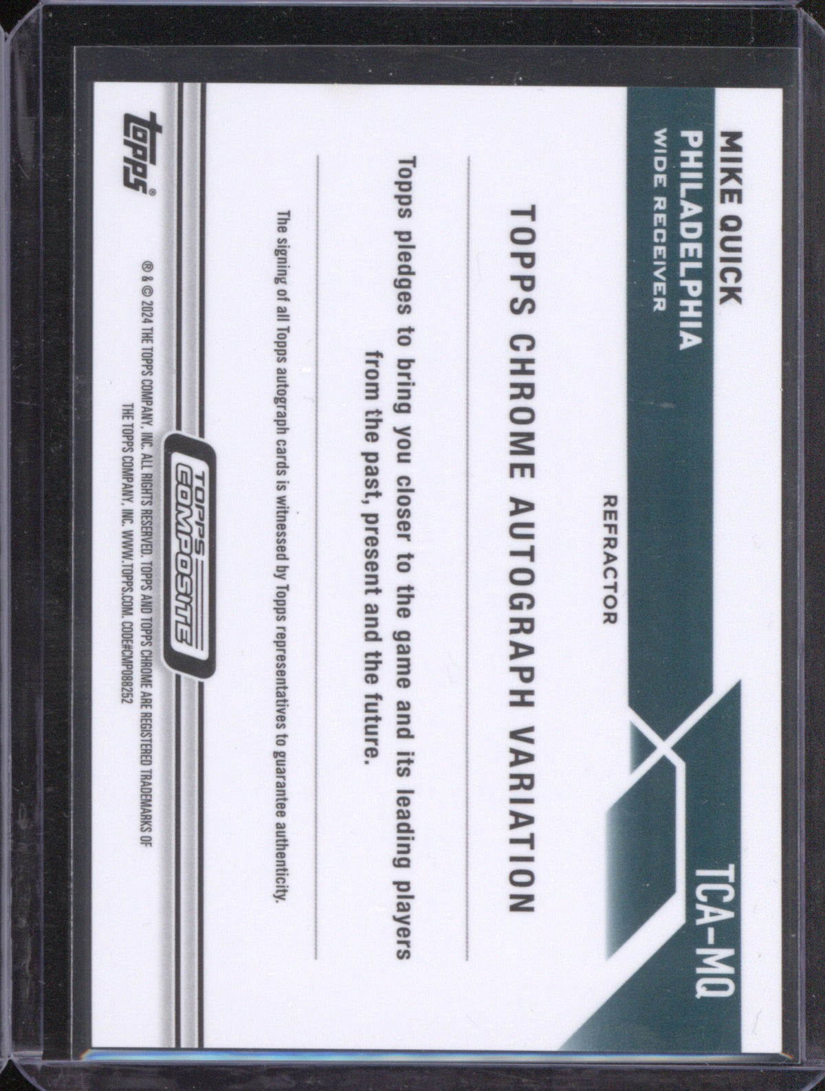 Mike Quick 2024 Topps Composite TCA-MQ Chrome Auto Refractor 206/299