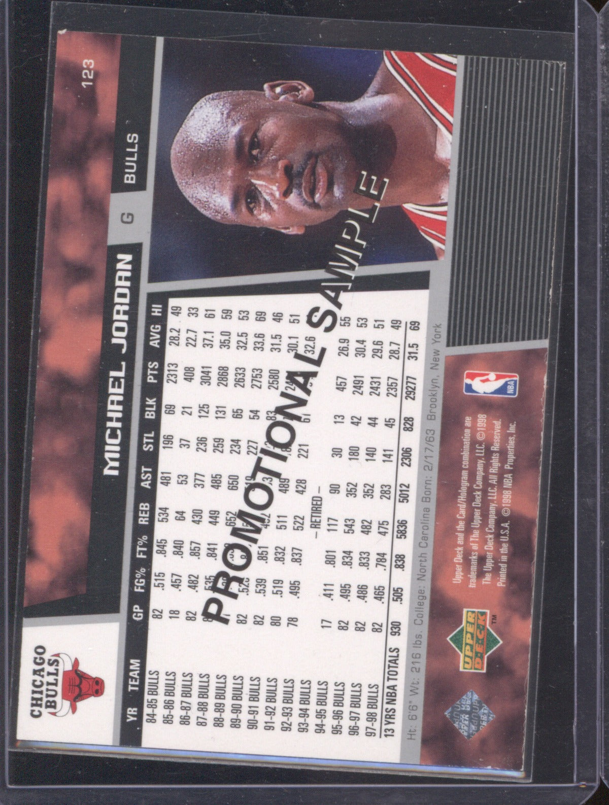 Michael Jordan 1998-99 Upper Deck Promotional Sample #123