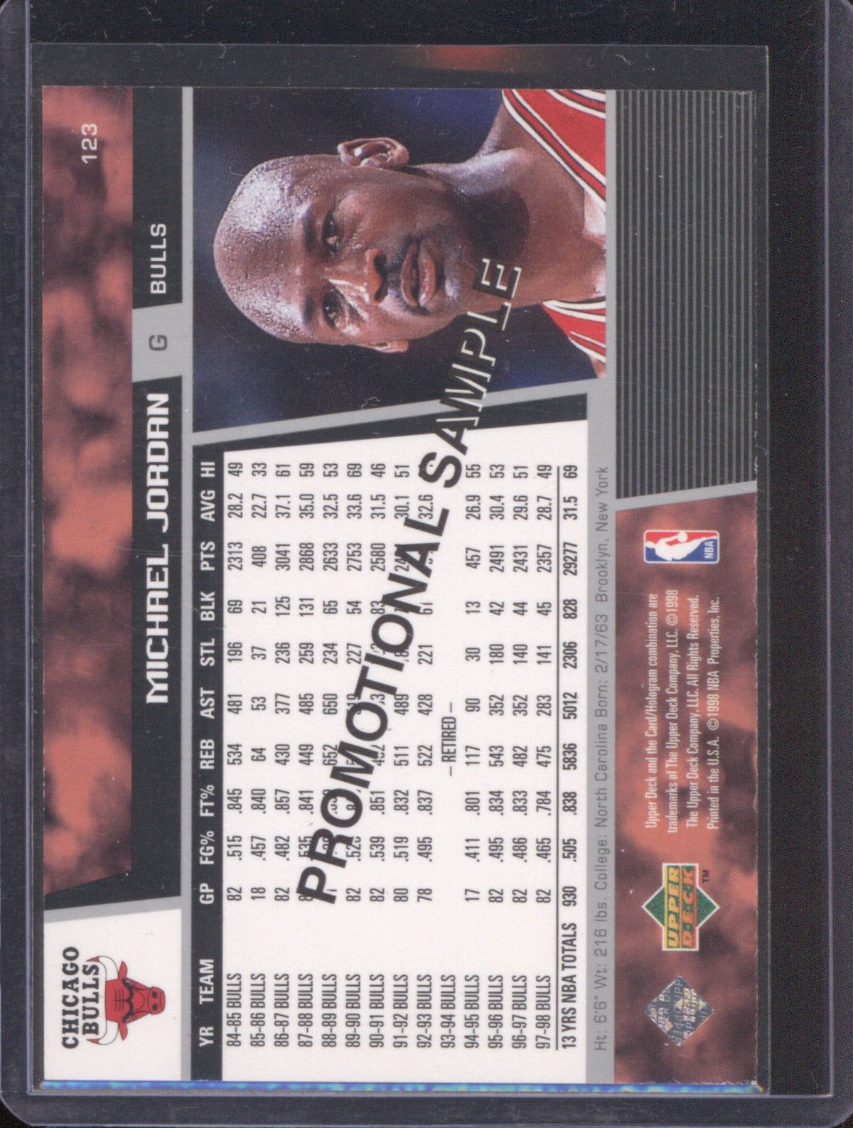 Michael Jordan 1998-99 Upper Deck Promotional Sample #123