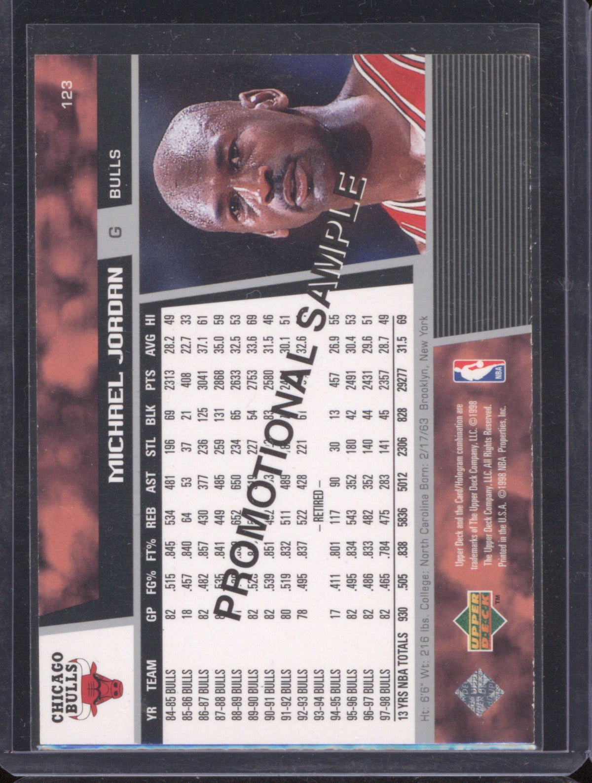Michael Jordan 1998-99 Upper Deck Promotional Sample #123