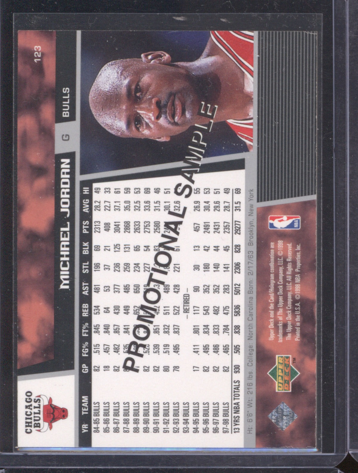 Michael Jordan 1998-99 Upper Deck Promotional Sample #123