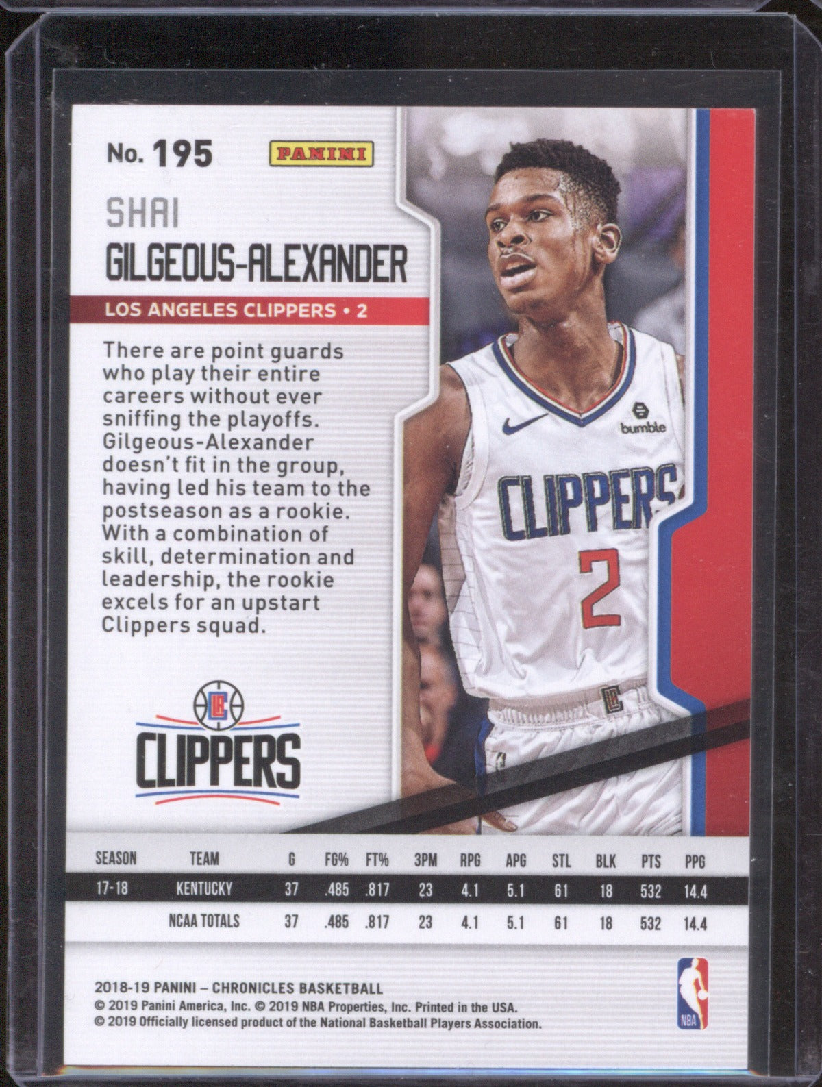 Shai Gilgeous-Alexander 2018 Panini Chronicles #195 Playoff
