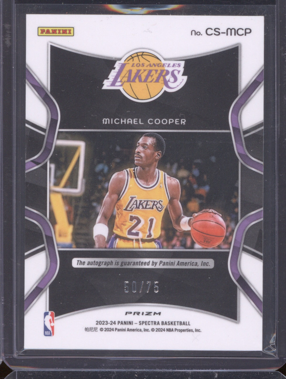 Michael Cooper Autograph 2023 Panini Spectra #CS-MCP Catalysts /75 Lakers