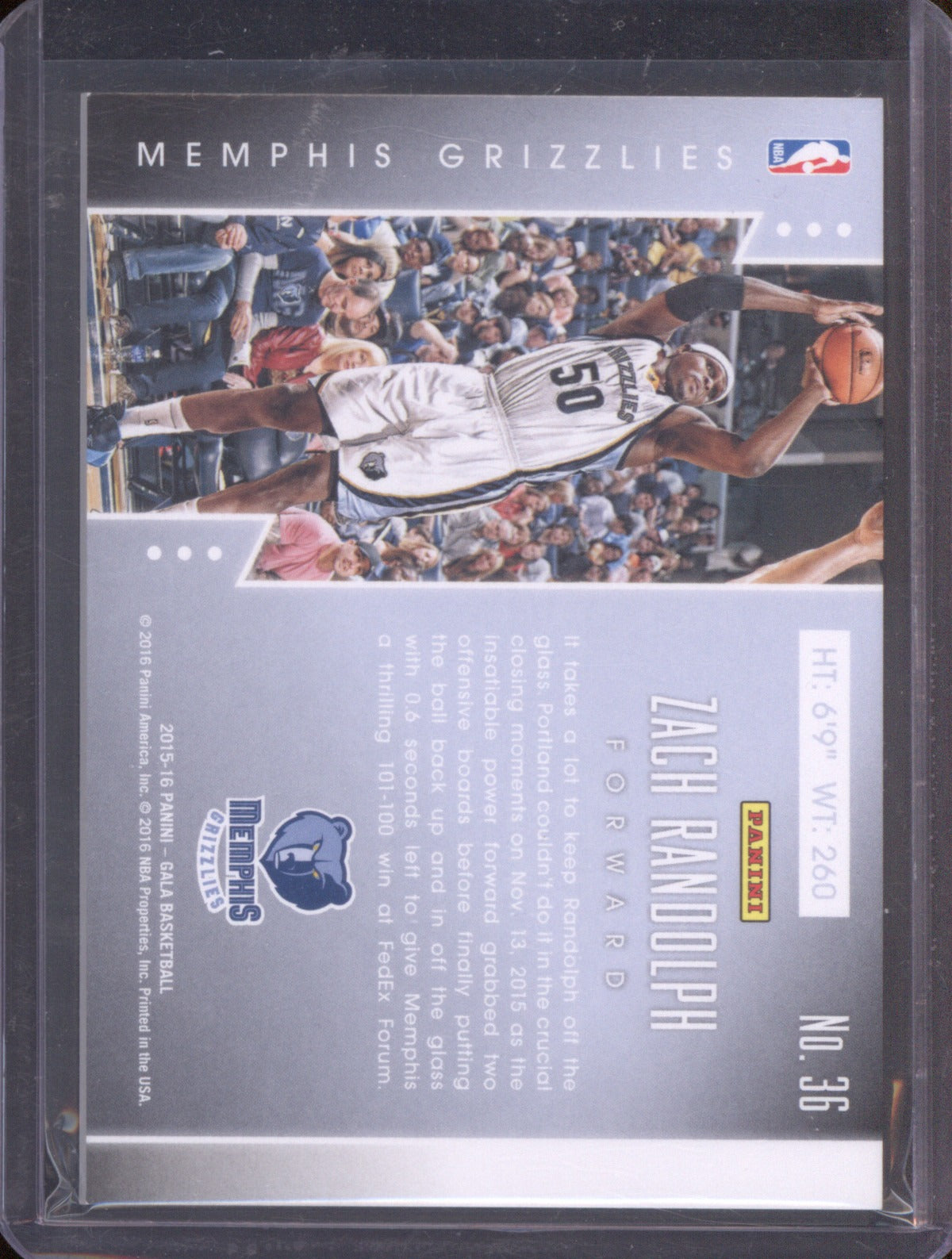 Zach Randolph 2015-16 Panini Gala #36 Grizzlies /99