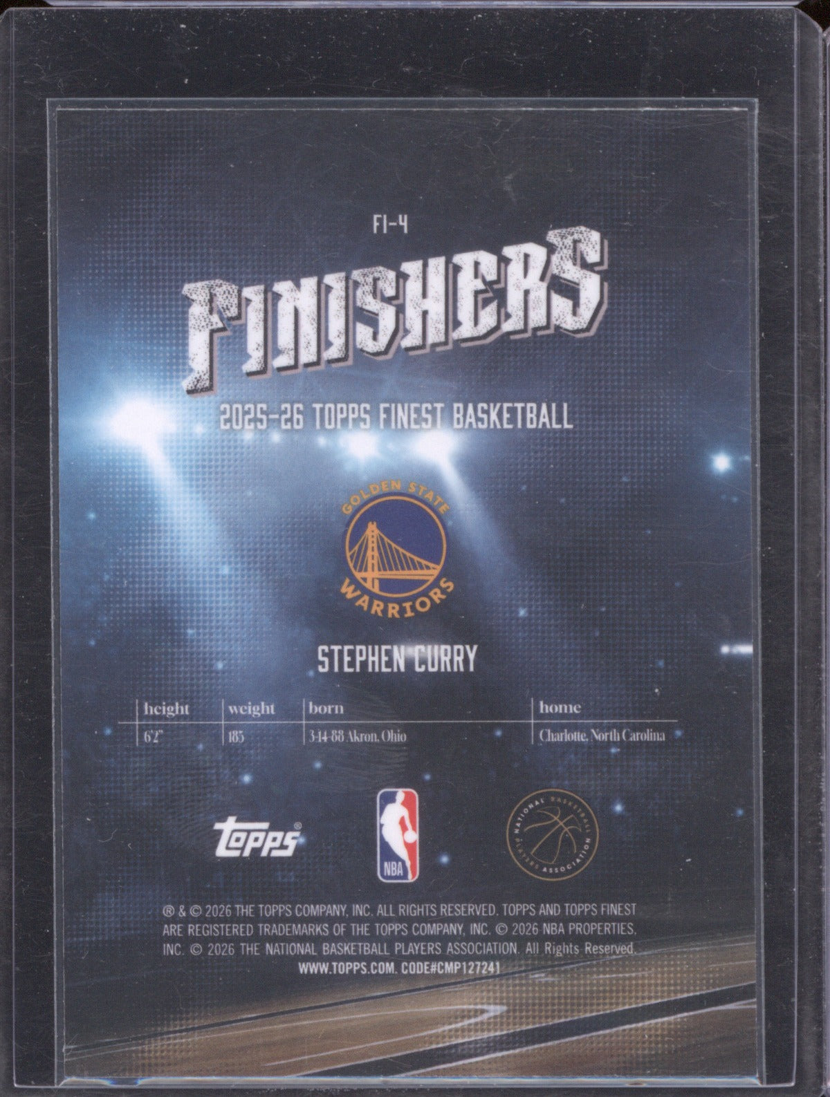 Stephen Curry 2025-26 Topps Finest #FI-4 Finishers Xfractor Checkerboard