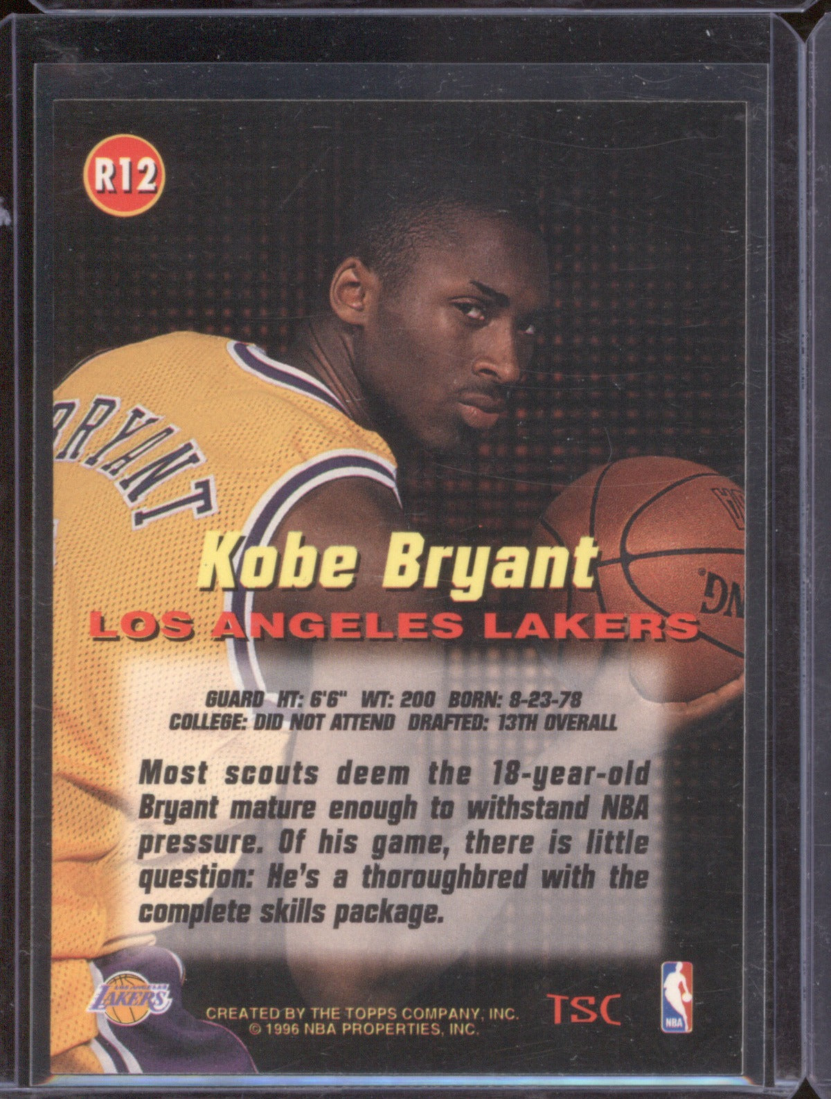 Kobe Bryant 1996-97 Stadium Club #R12 Base Lakers
