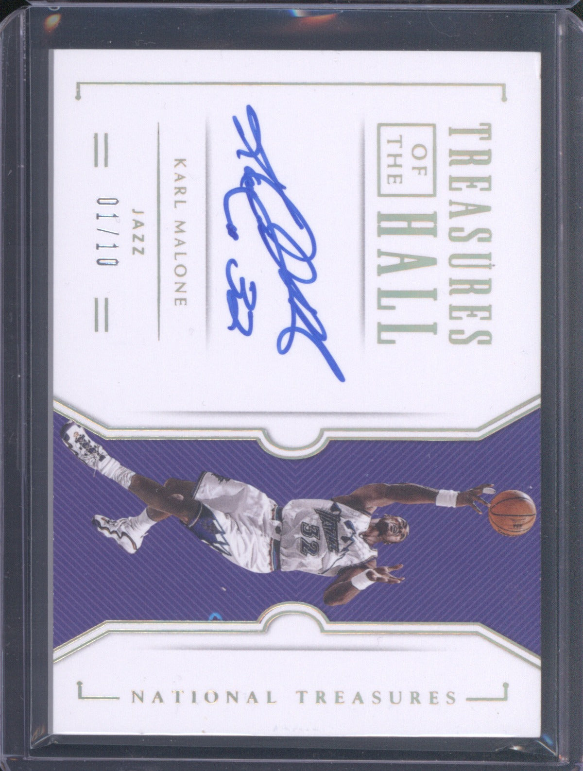 Karl Malone 2018 Panini National Treasures of the Hall Auto Gold /10