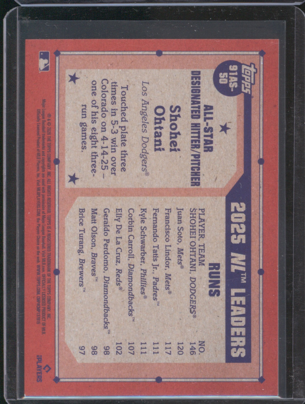 Shohei Ohtani 2026 Topps Series 2 91AS-50 1991 All-Stars Crackle Foil