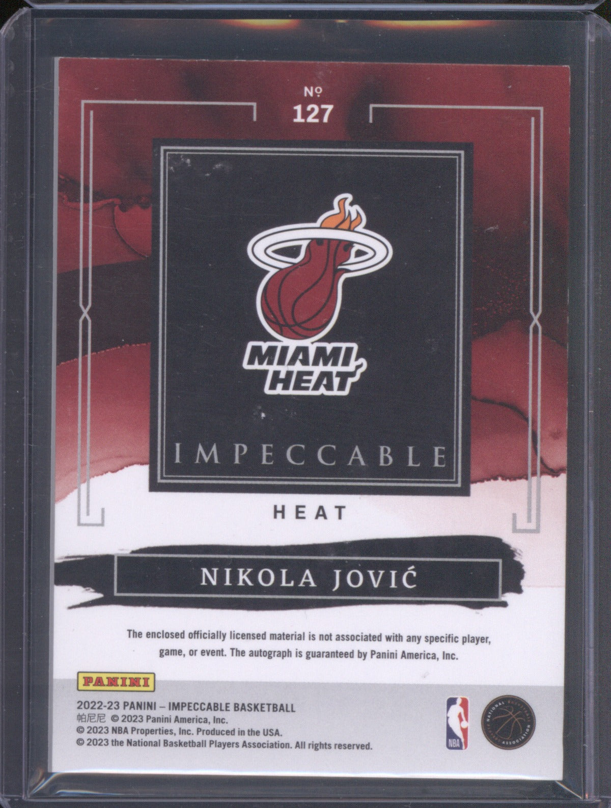 Nikola Jovic 2022/23 Panini Impeccable 127 Rookie Patch Auto RC