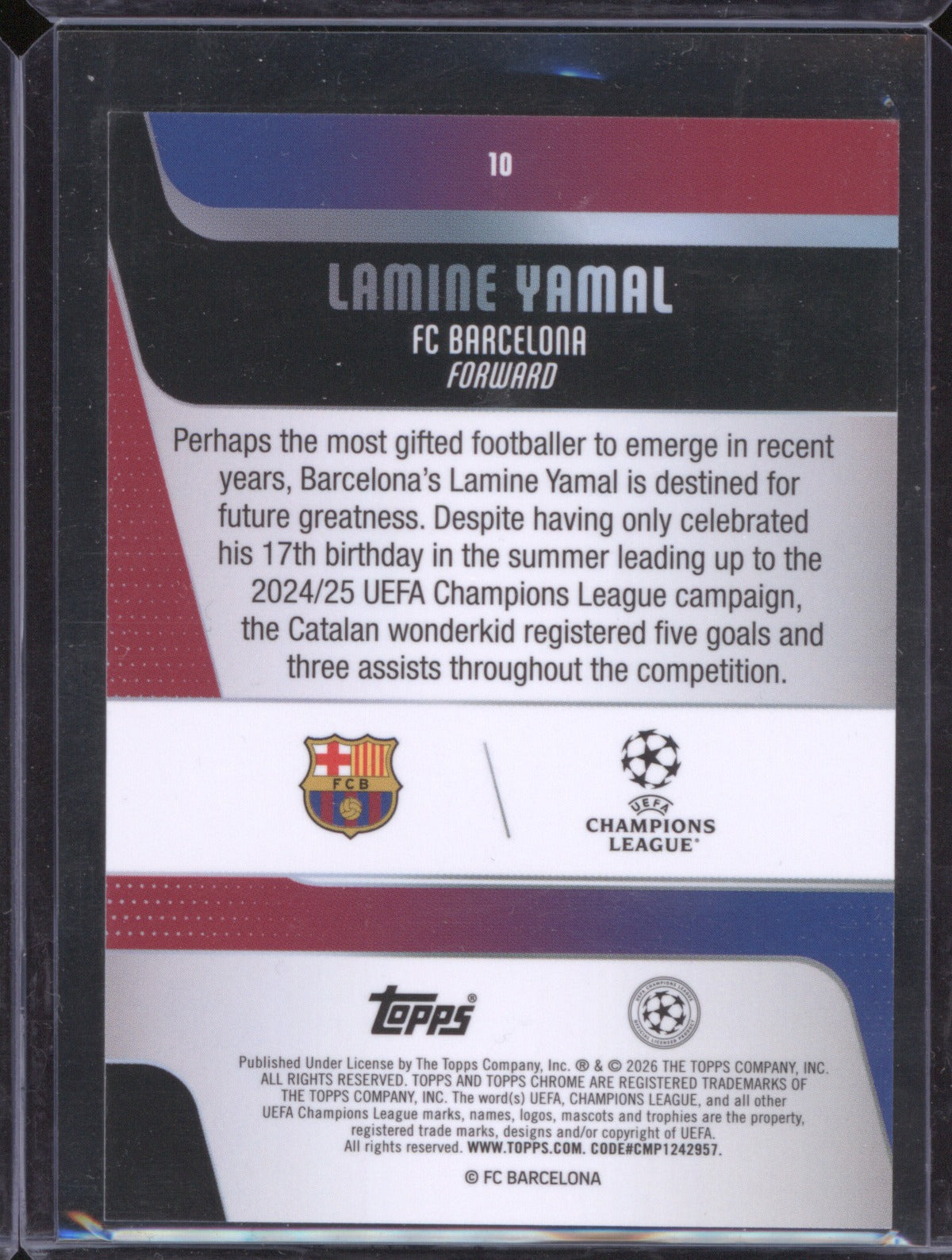 Lamine Yamal 2025-26 Topps Chrome UEFA #10 Raywave Refractor