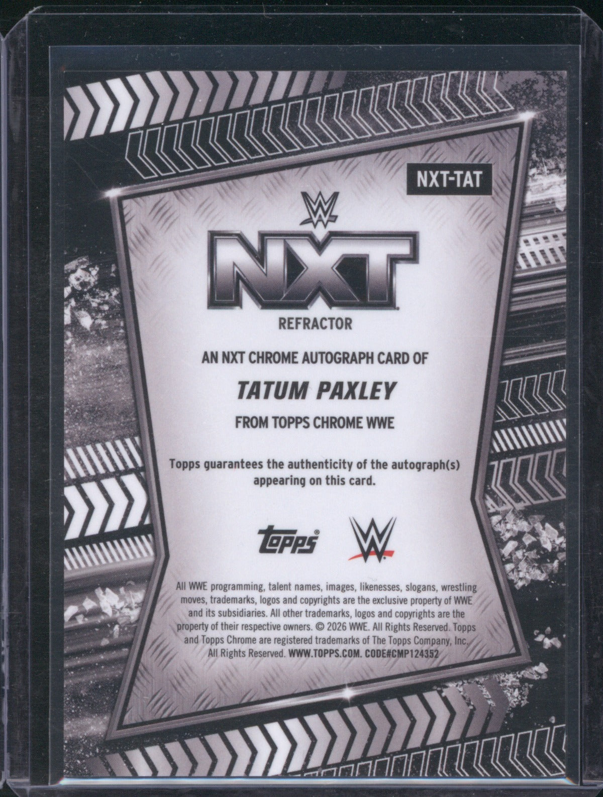 2026 Topps Chrome WWE Tatum Paxley #NXT-TAT Autograph Refractor