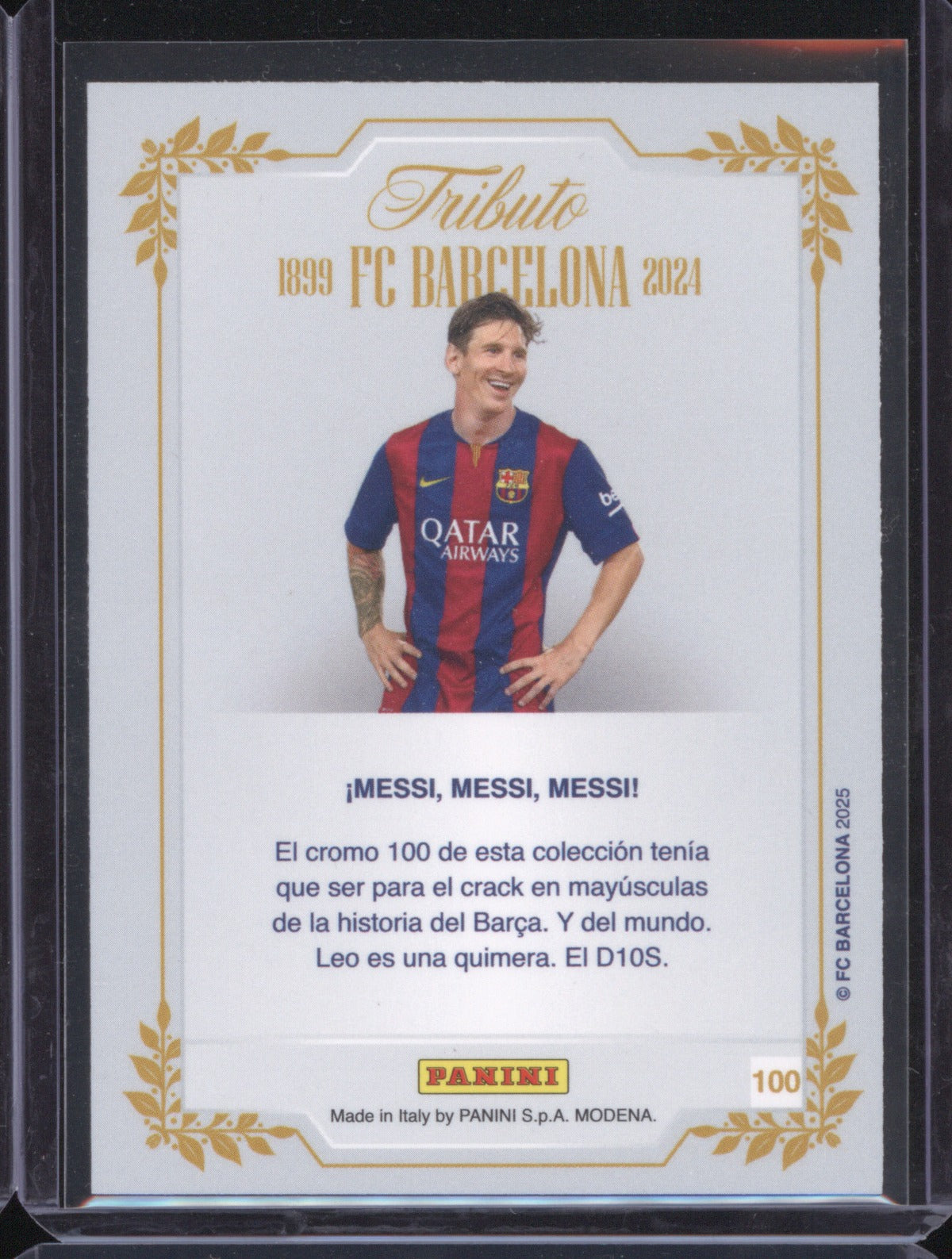 Lionel Messi 2025 Panini Gold Tribute 100