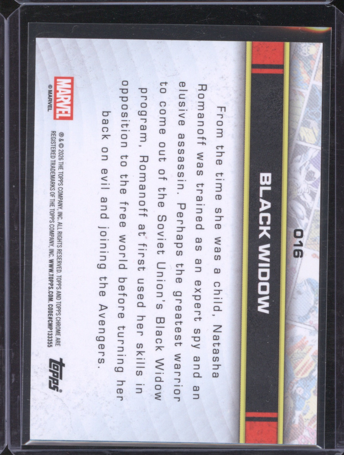 Black Widow 2026 Topps Chrome Marvel Comics #16 Orange X-Fractor /25